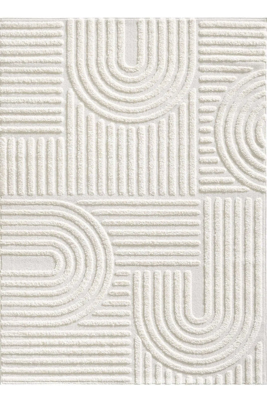 Aesthetic Neutral Sculpted Rug 17mm – Pinterest Inspired - Semi Circle, Modern Textured Area Rug