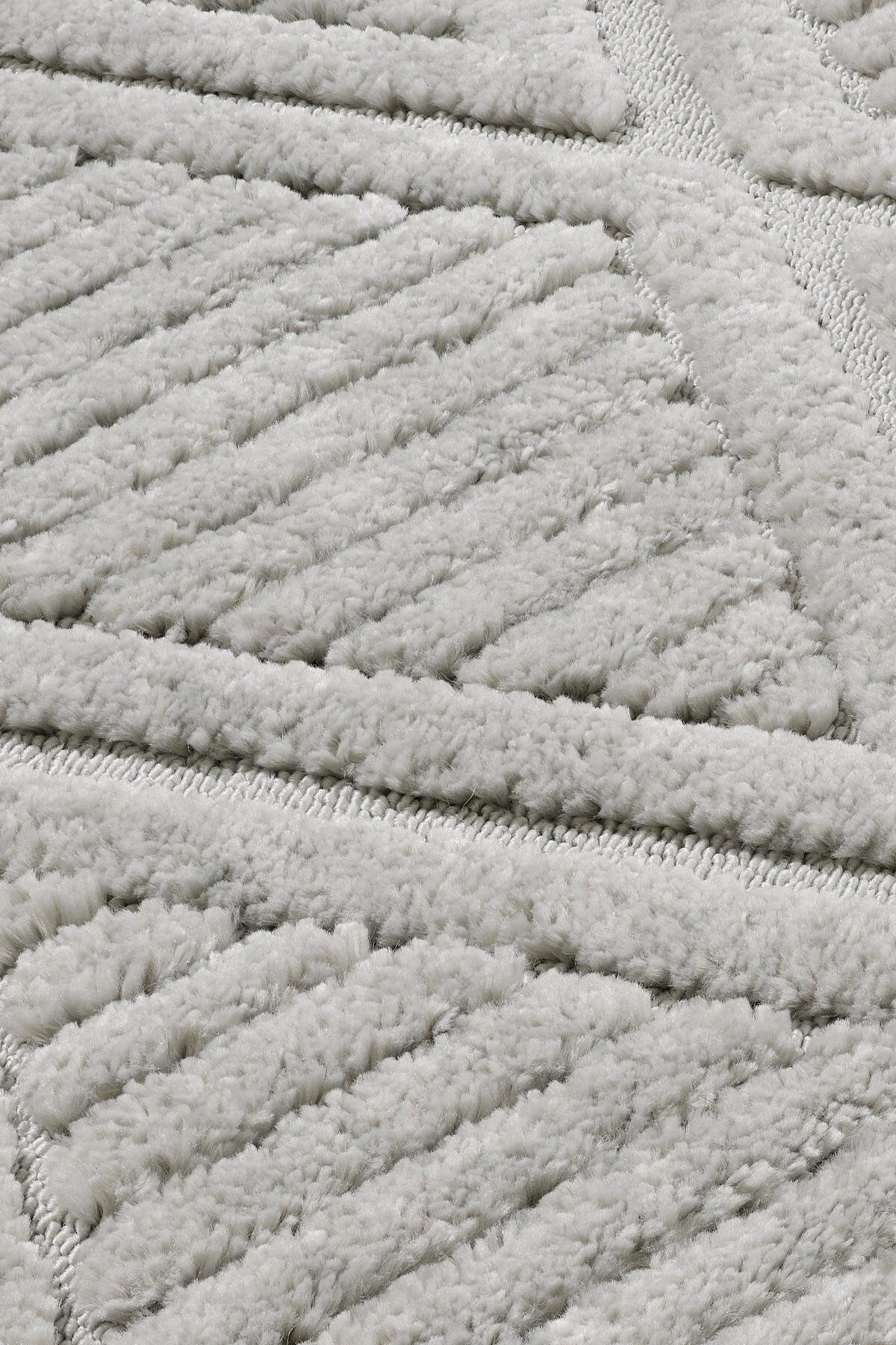 Grey Modern Neutral Geometric Area Rug for Living Room – Soft Dense Texture