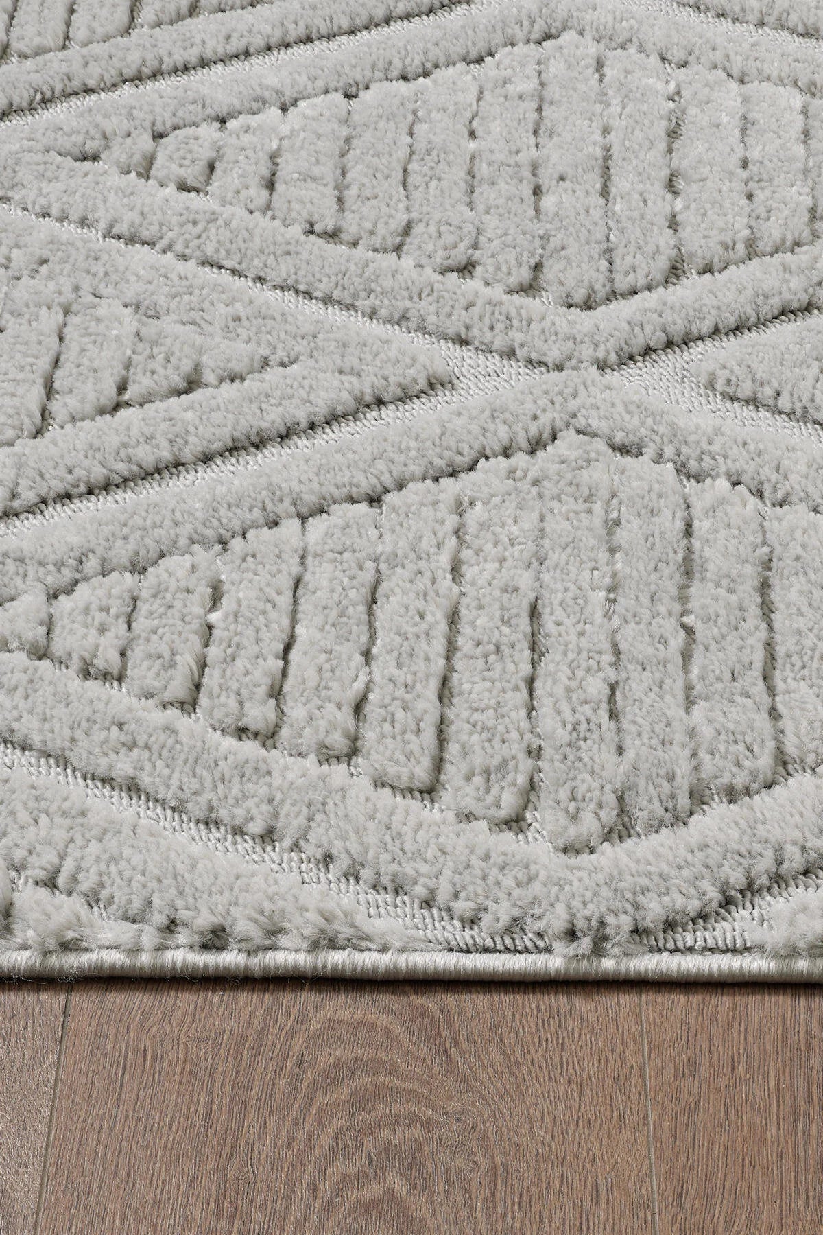 Grey Modern Neutral Geometric Area Rug for Living Room – Soft Dense Texture