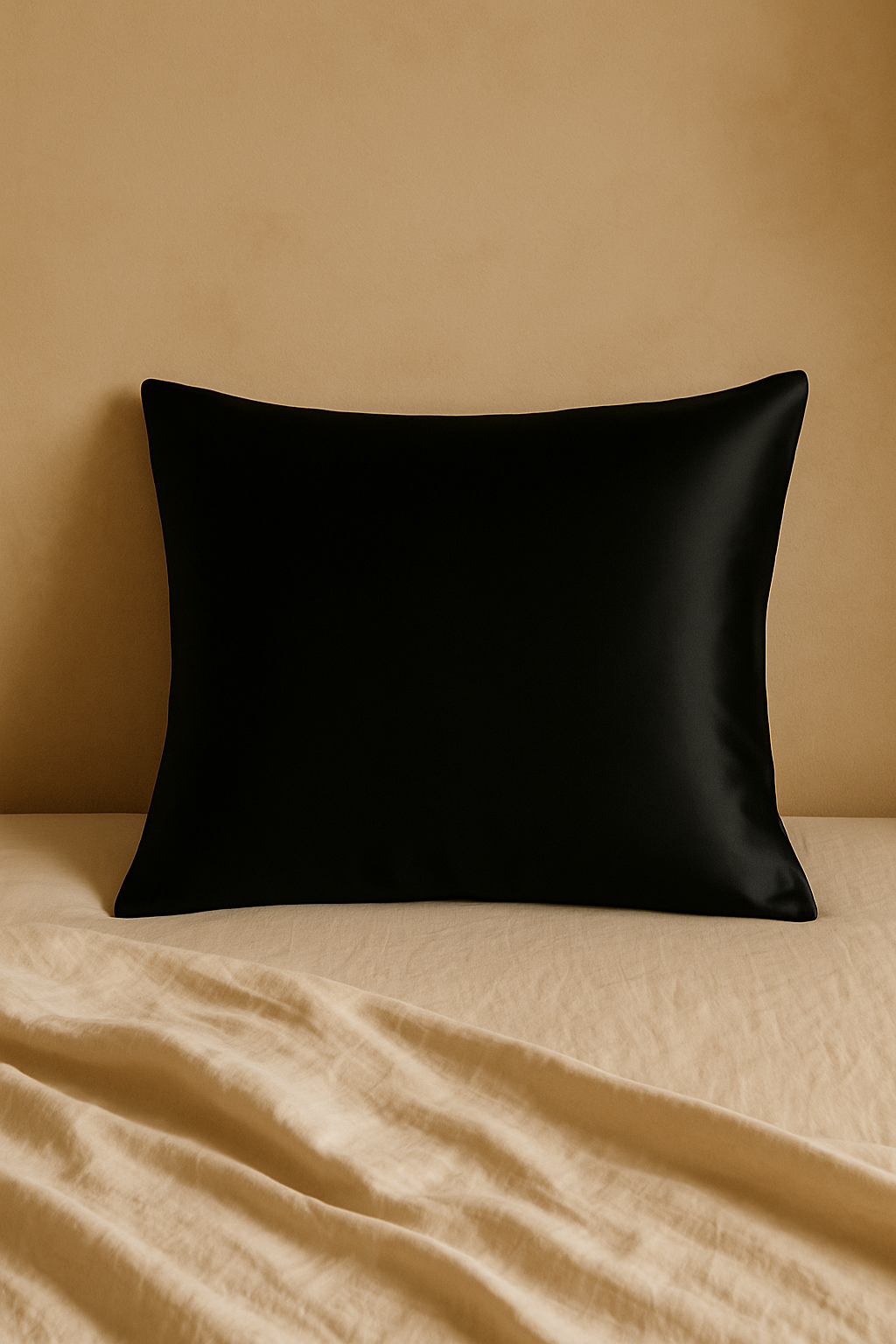 Schwarzer Kissenbezug aus 100 % Maulbeerseide – 60 x 70 cm | Hypoallergen &amp; OEKO-TEX®-zertifizierter Luxus