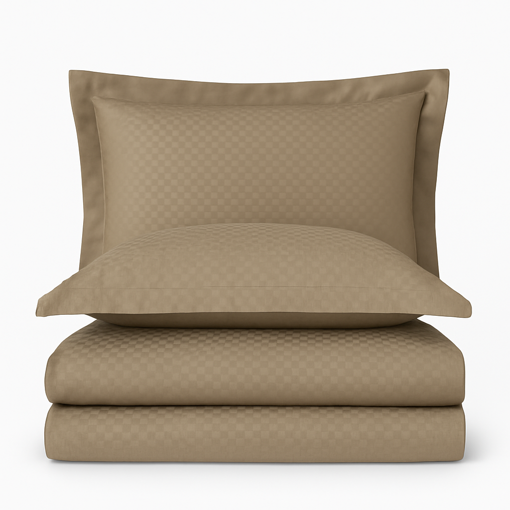 Bettwäsche-Set „Timeless Collection“ mit Karomuster – Weiches Terra-Taupe-Beige | OEKO-TEX®-zertifiziert | 100 % Baumwolle, Ranforce – 144 TC