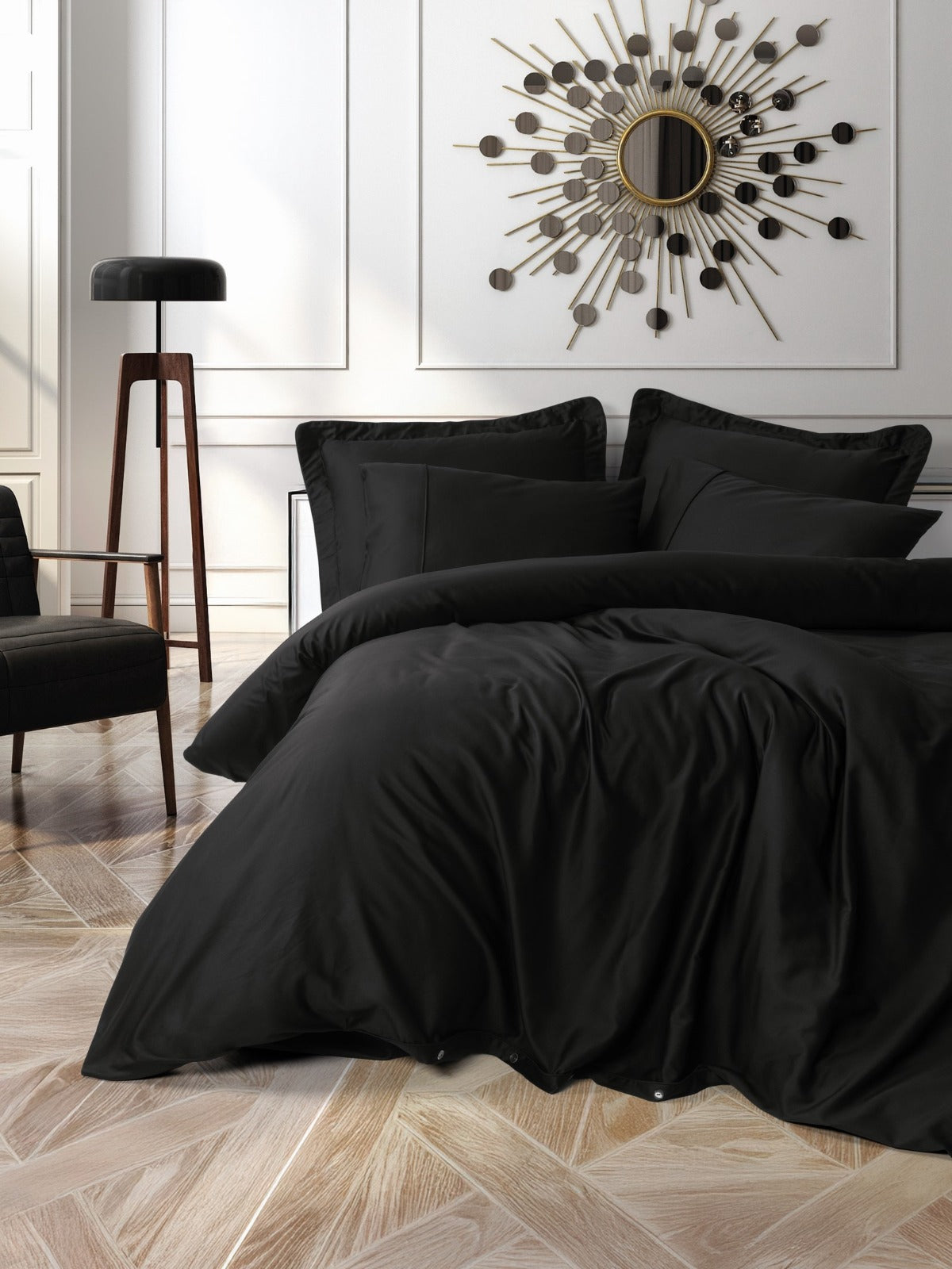 Bettwäsche-Set „Zeitlose Kollektion“ – Seidenschwarz | OEKO-TEX®-zertifiziert | 100 % Baumwolle, Ranforce – 144 TC