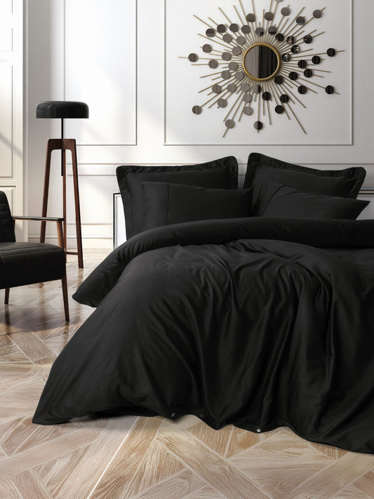 Bettwäsche-Set „Zeitlose Kollektion“ – Seidenschwarz | OEKO-TEX®-zertifiziert | 100 % Baumwolle, Ranforce – 144 TC