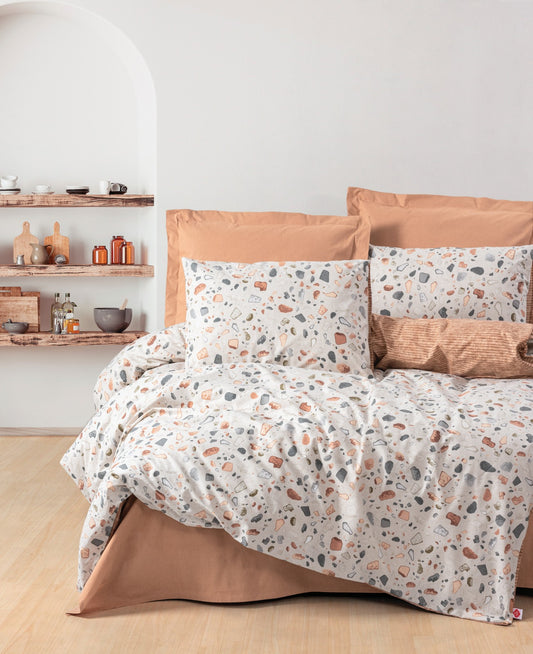 Minimal Collection – Erdverbundene Ruhe: Bettwäsche-Set Terrazzo Percale | 100 % Baumwolle Ranforce
