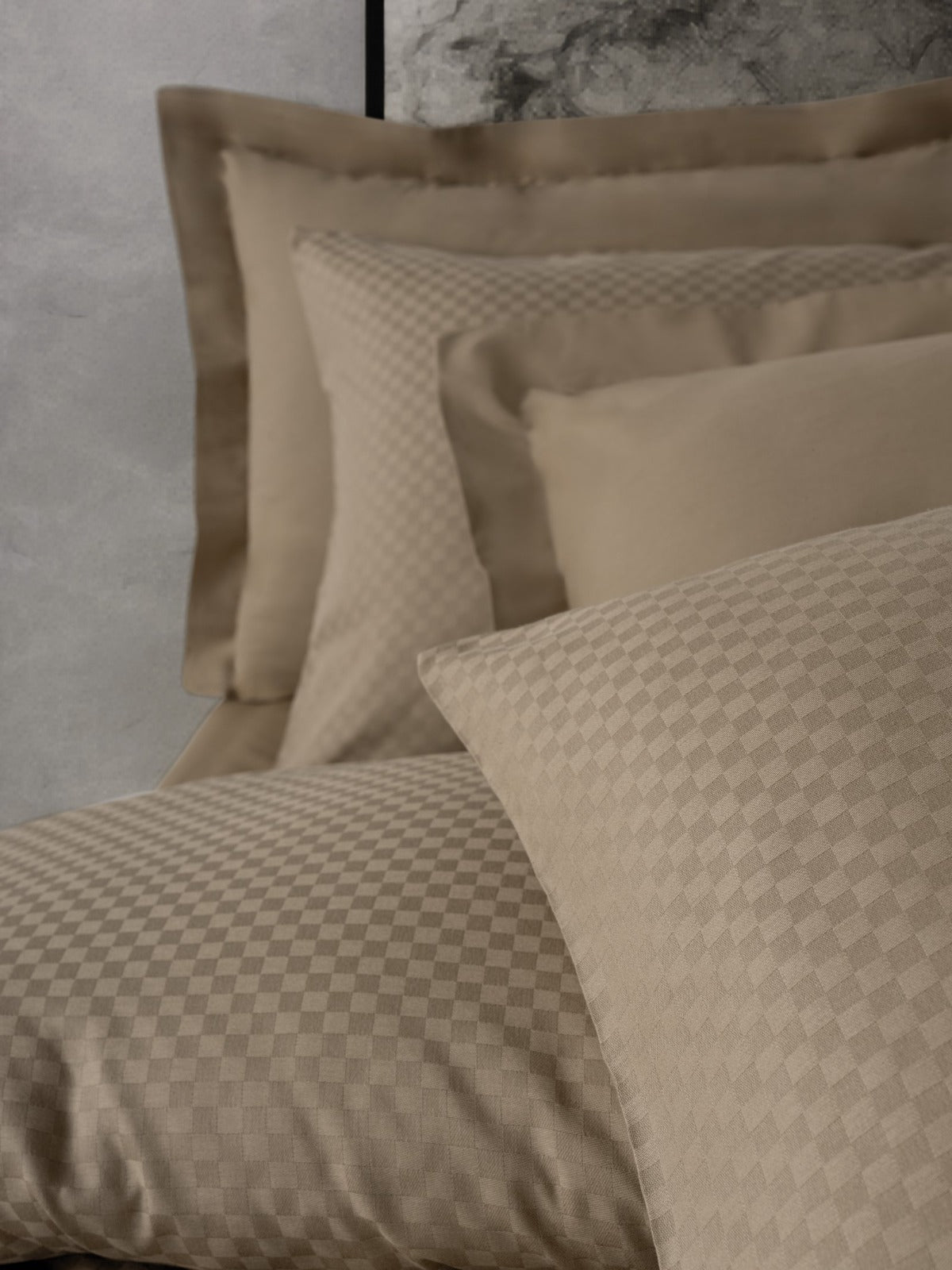 Bettwäsche-Set „Timeless Collection“ mit Karomuster – Weiches Terra-Taupe-Beige | OEKO-TEX®-zertifiziert | 100 % Baumwolle, Ranforce – 144 TC
