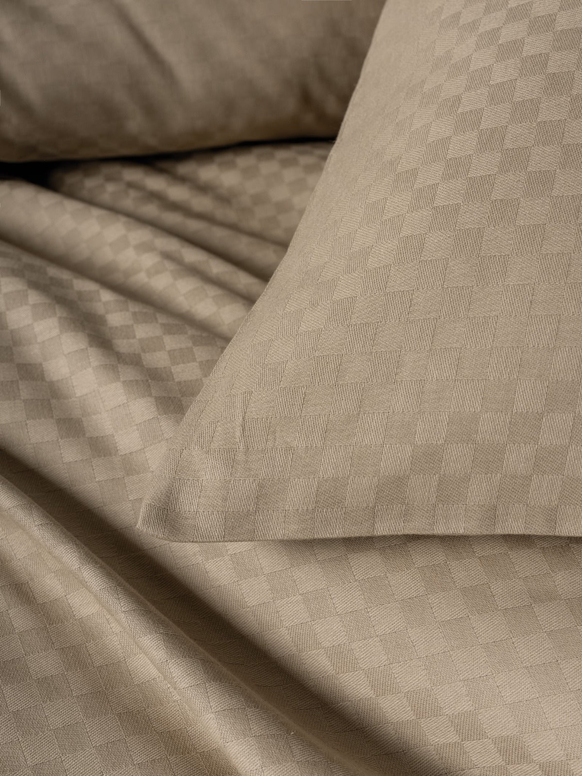 Bettwäsche-Set „Timeless Collection“ mit Karomuster – Weiches Terra-Taupe-Beige | OEKO-TEX®-zertifiziert | 100 % Baumwolle, Ranforce – 144 TC