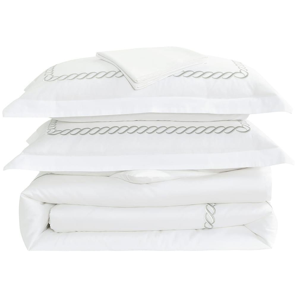 Hotel Collection – Eden Edition | Luxuriöse weiße Bettwäsche mit Seilstickerei – 300 Fäden pro Zoll Premium-Baumwolle – 6-teiliges zeitloses Bettbezug-Set