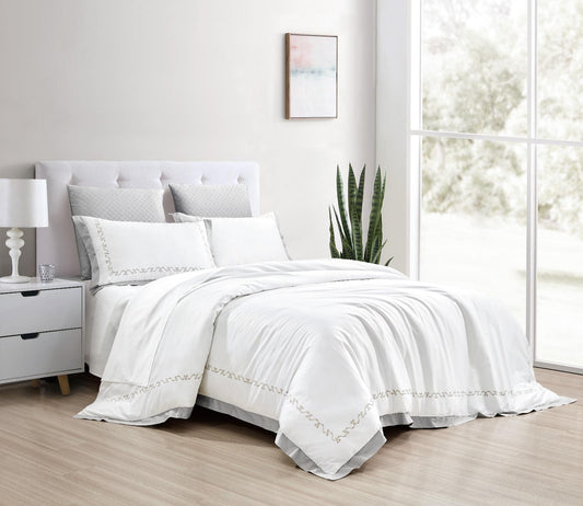 Hotel Collection – Timeless Diana Edition | Luxuriöses, weiches, weißes Bettwäscheset mit Doppellinienstickerei – 300 Fäden pro Zoll Premium-Baumwolle – 6-teiliges Bettbezugset (Kopie)