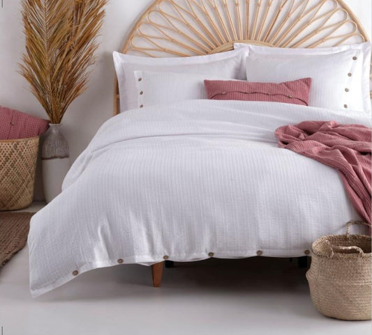 Como Bianco – Luxuriöse Bettwäschegarnitur aus reiner Baumwolle mit Knopfdetails | Mila Home