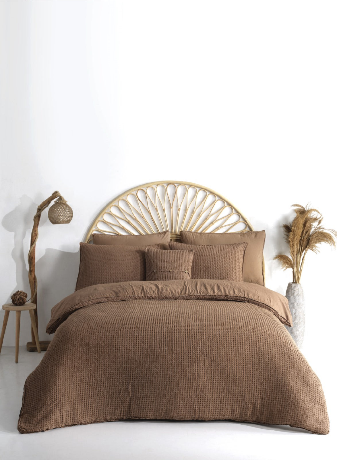 Luxuriöse Waffelpiqué-Tagesdecke „Terra“ – 100 % Baumwolle, Serene Hues | Mila Home