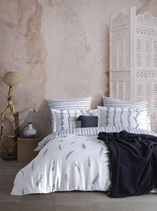 Blaue Blumenedition | Bettwäsche-Set aus 210 TC Satin – OEKO-TEX®-zertifiziert