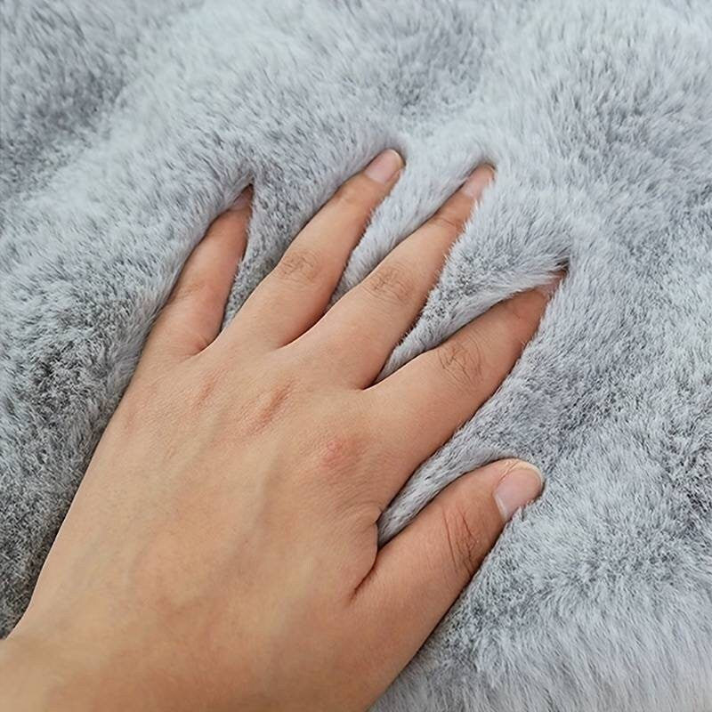 Moderner runder Luxus-Plüschteppich – Flauschiger Fleece-Teppich – Eleganter, weicher Teppich aus Kaninchenfellimitat für alle Räume | Bestseller | Waschbar