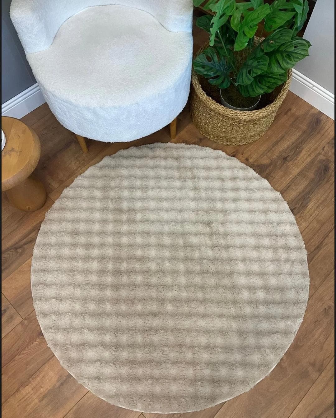 Runder Luxus-Plüschteppich „Cloud“ – Flauschiger Fleece-Teppich – Eleganter, weicher Teppich aus Kaninchenfellimitat für alle Räume | Bestseller | Waschbar