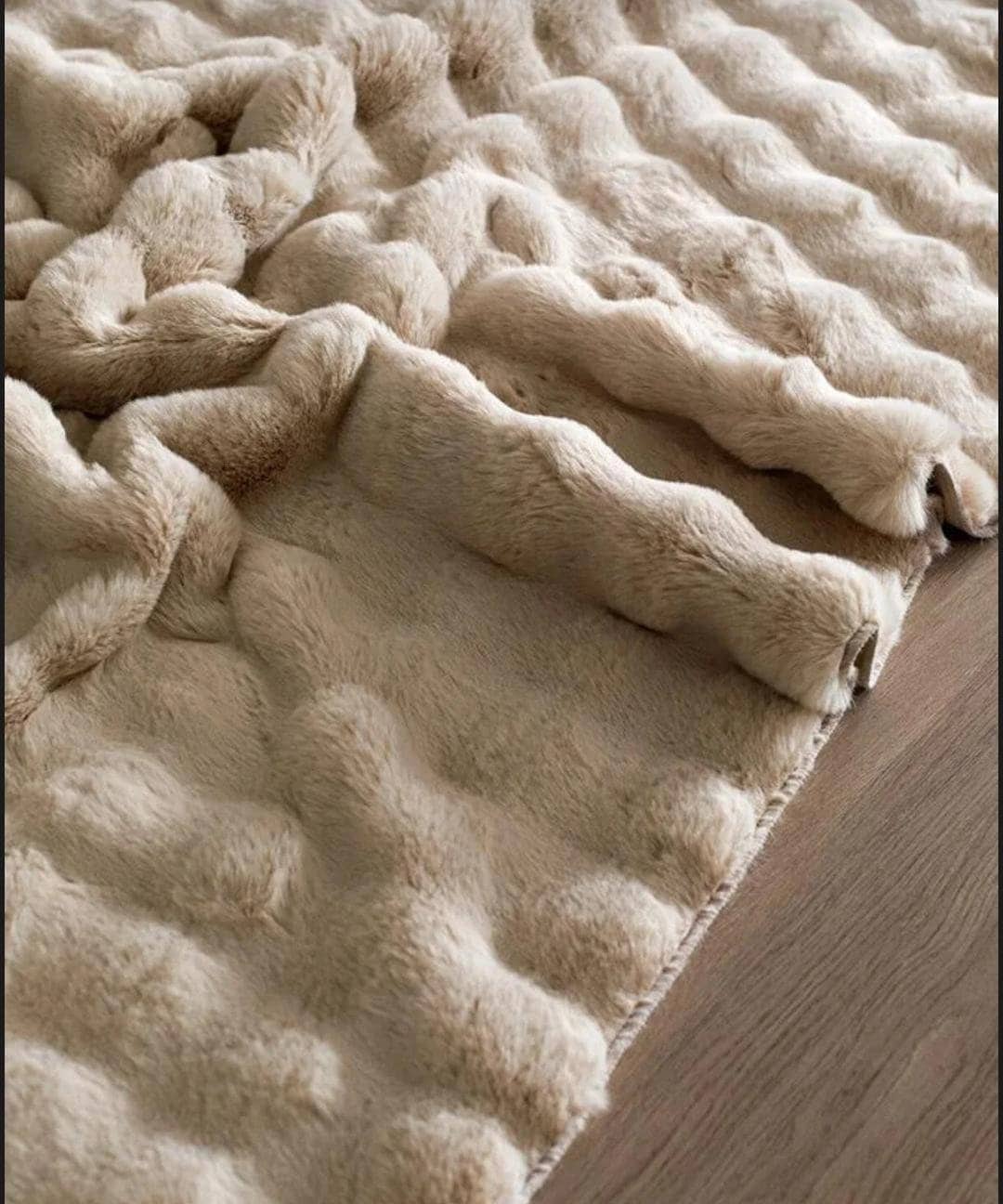 Runder Luxus-Plüschteppich „Cloud“ – Flauschiger Fleece-Teppich – Eleganter, weicher Teppich aus Kaninchenfellimitat für alle Räume | Bestseller | Waschbar