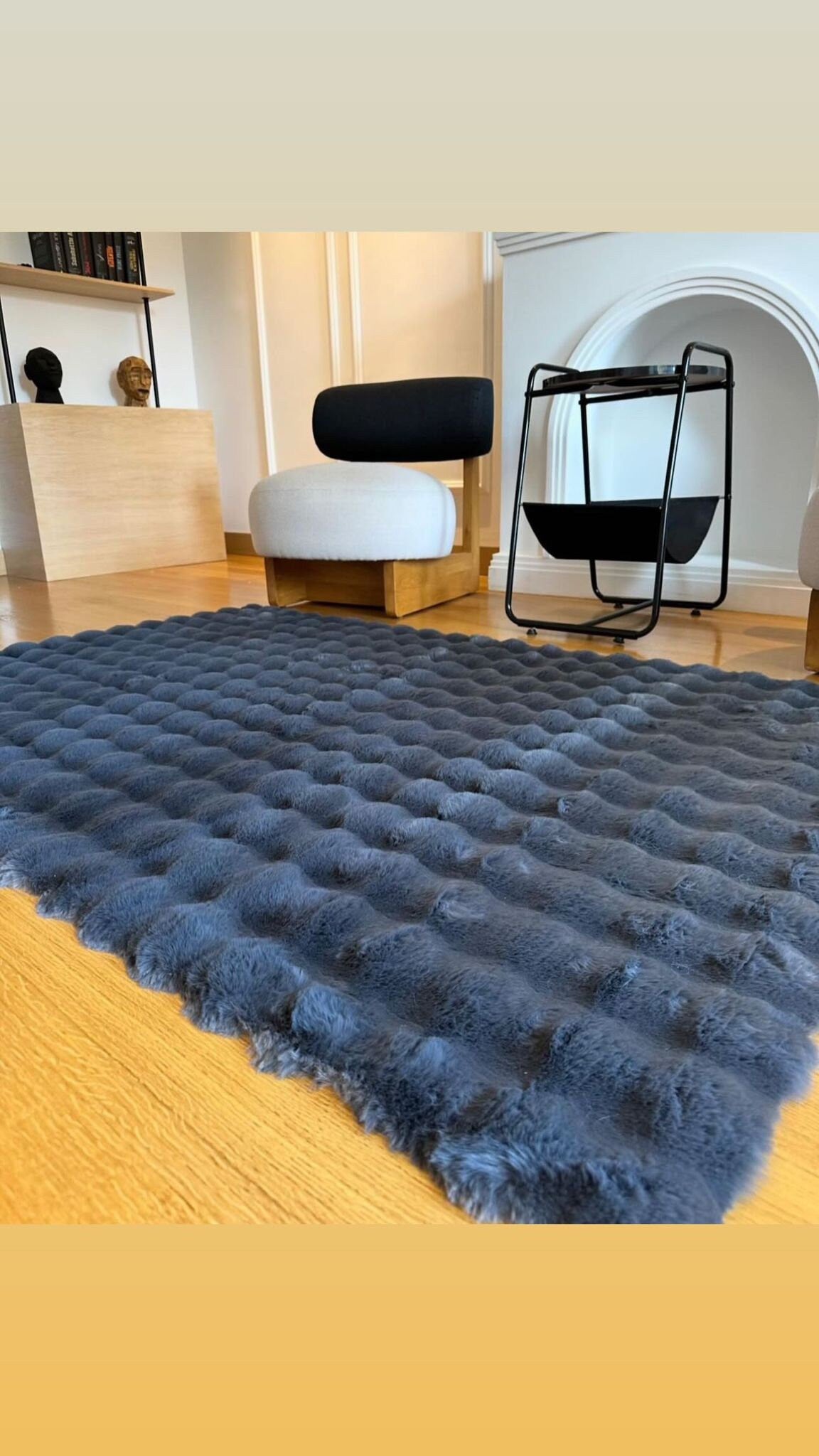 Grauer, luxuriöser Plüschteppich – Bubble-Fleece-Teppich – Elegantes Kaninchenfell-Design, weichster Teppich für alle Räume | Bestseller | Waschbar