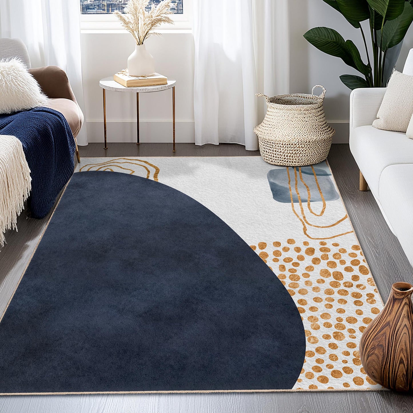 Elegante geometrische Fußmatte | Rechteckiger Teppich mit abstraktem geometrischem Design | Moderner Wohnzimmerteppich | Stilvolle Wohnaccessoires