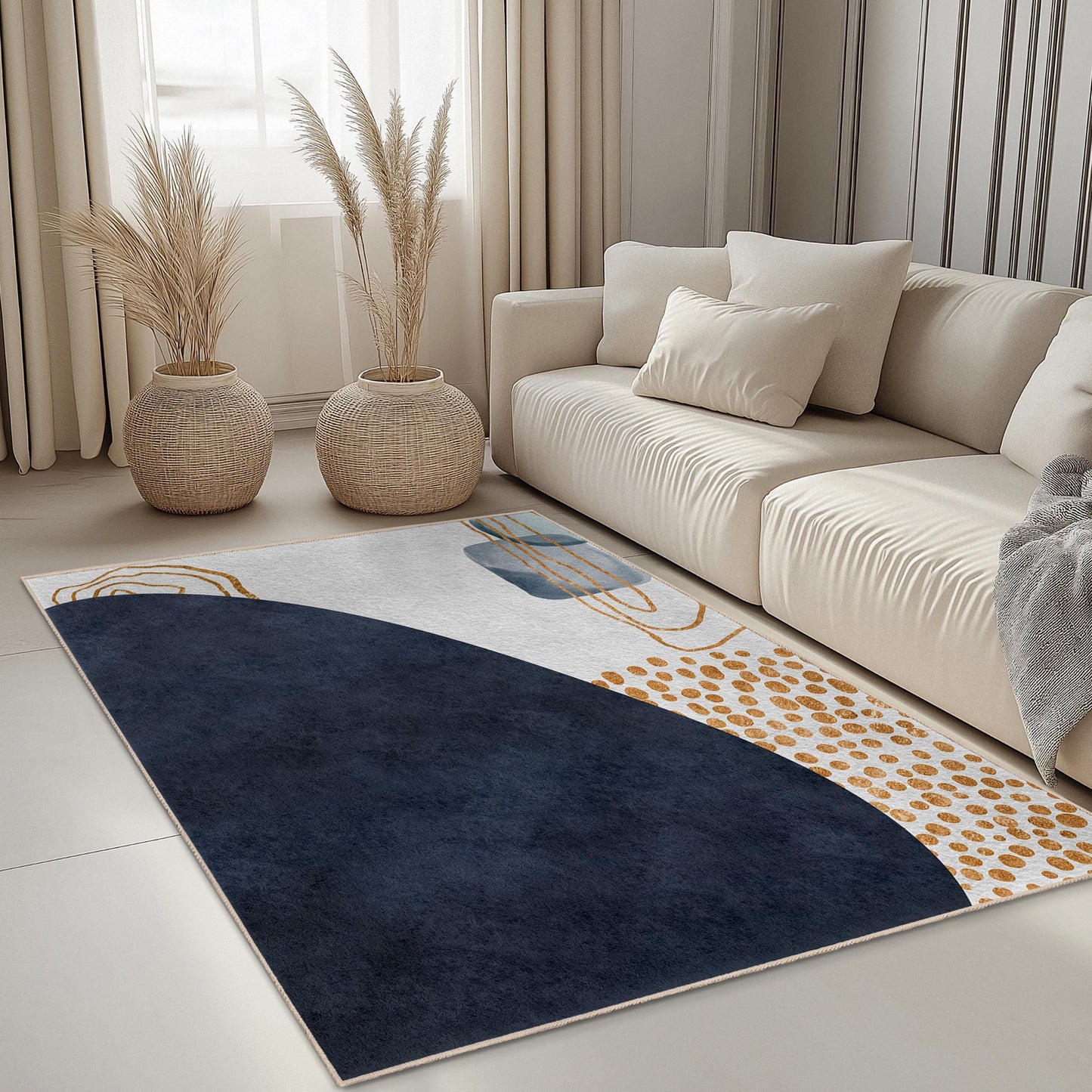 Elegante geometrische Fußmatte | Rechteckiger Teppich mit abstraktem geometrischem Design | Moderner Wohnzimmerteppich | Stilvolle Wohnaccessoires