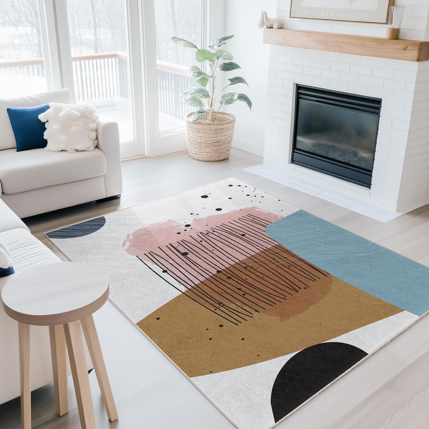 Trendiges Design für jeden Raum | Rechteckiger Wohnzimmerteppich mit abstraktem geometrischem Muster | Moderner, weicher Teppich | Stilvolle Wohndekoration