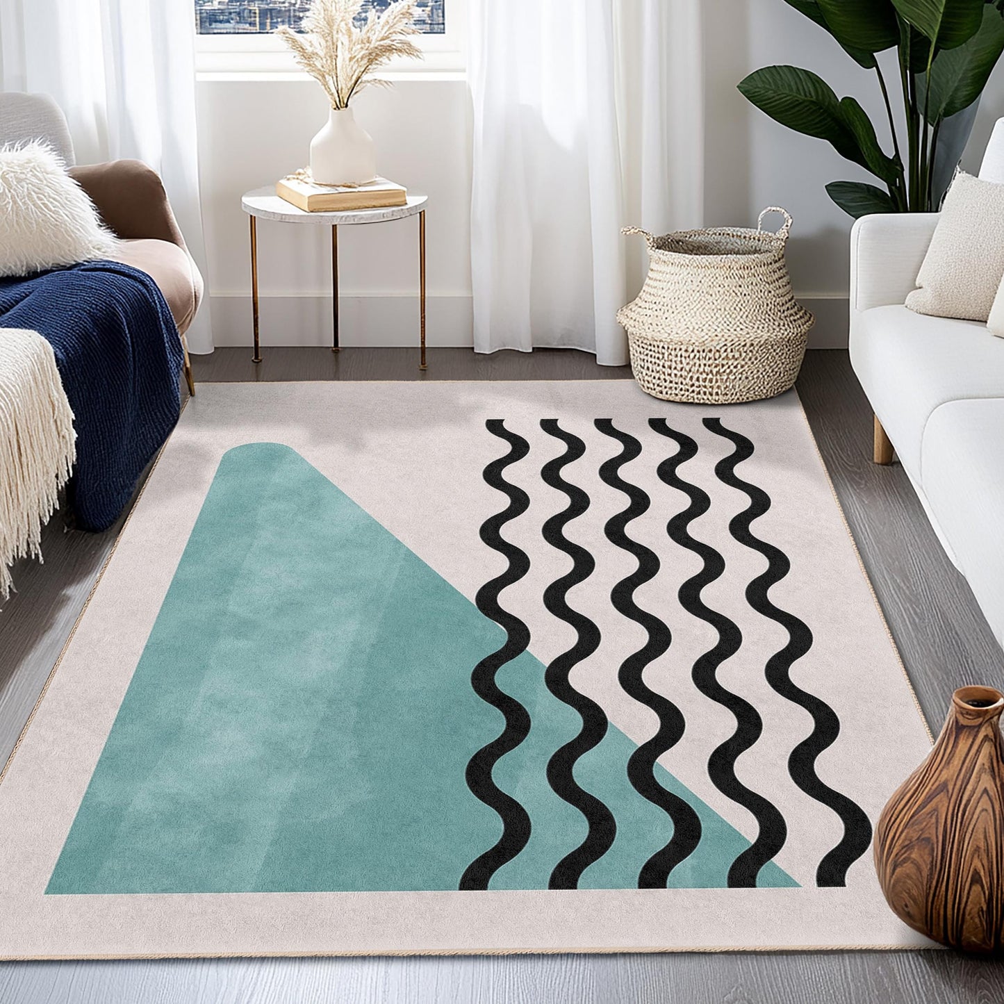 Striped Decorative Area Rug | Rectangular Living Room Carpet | Soft Cotton Floor Mat for Stylish Home Decor
