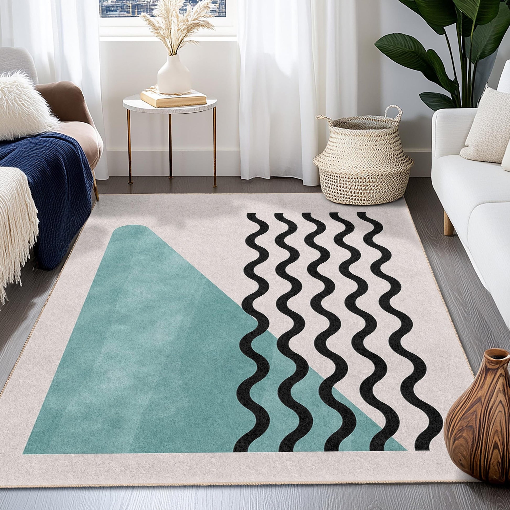 Striped Decorative Area Rug | Rectangular Living Room Carpet | Soft Cotton Floor Mat for Stylish Home Decor