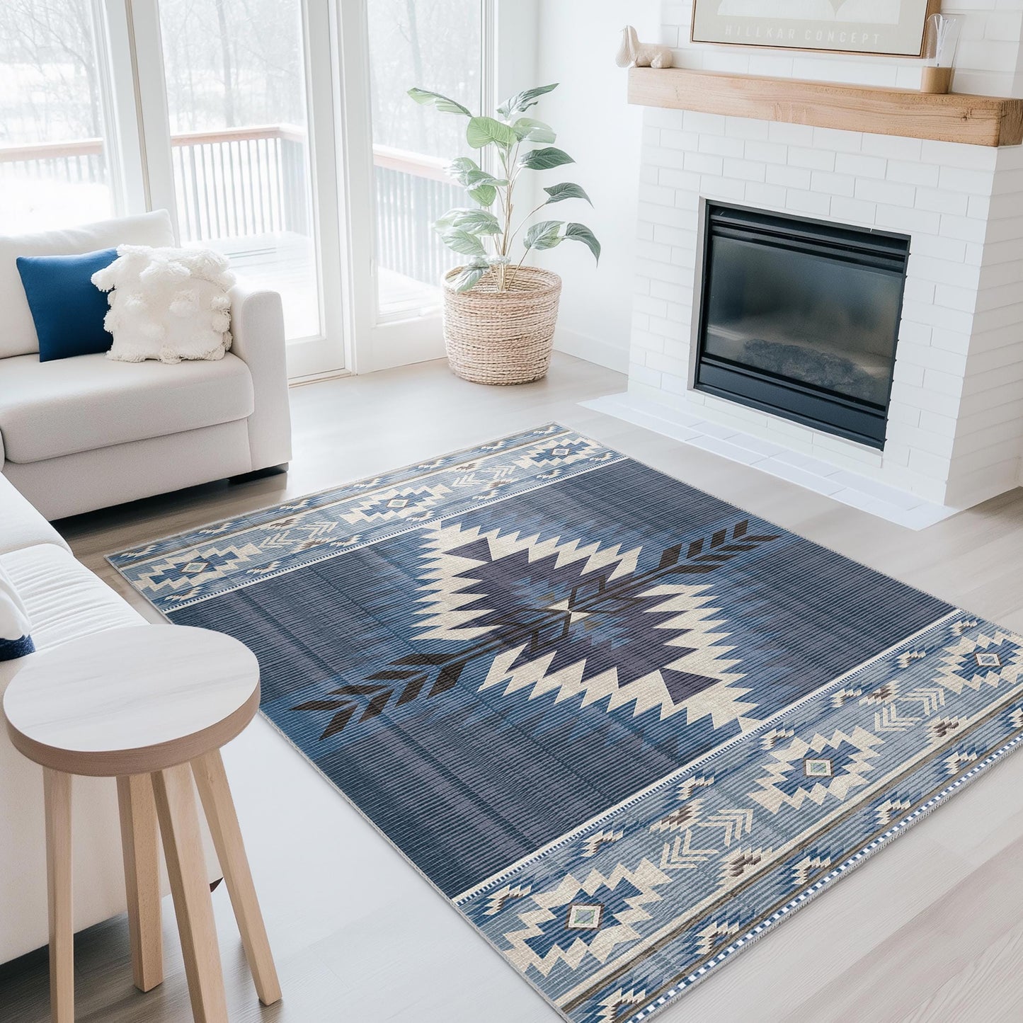 Rechteckiger Teppich mit geometrischen Mustern | Moderner Boho-Chic-Teppich | Stilvolle Wohnaccessoires | Weicher und waschbarer Teppich
