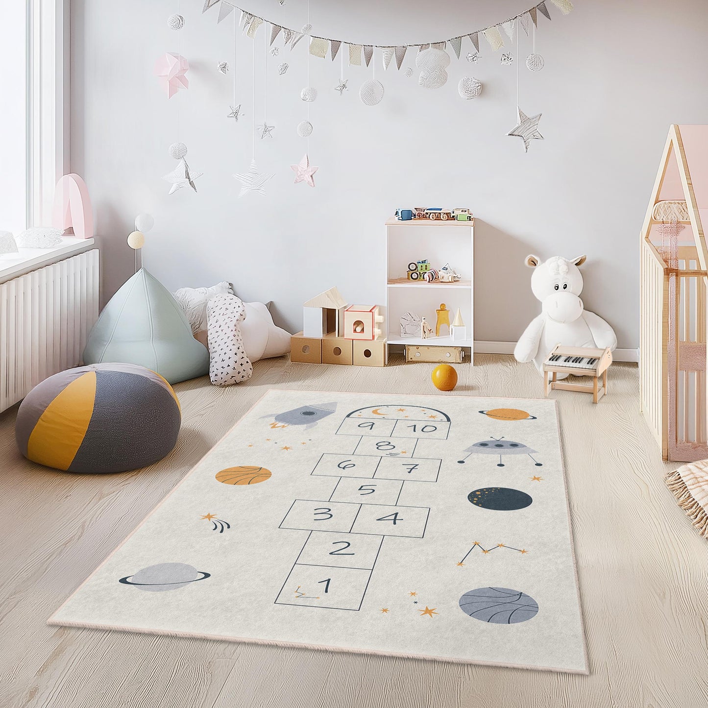 Weltraum-Hüpfteppich: Galaxie-Spielmatte für Kinder, Kinderzimmerdekoration