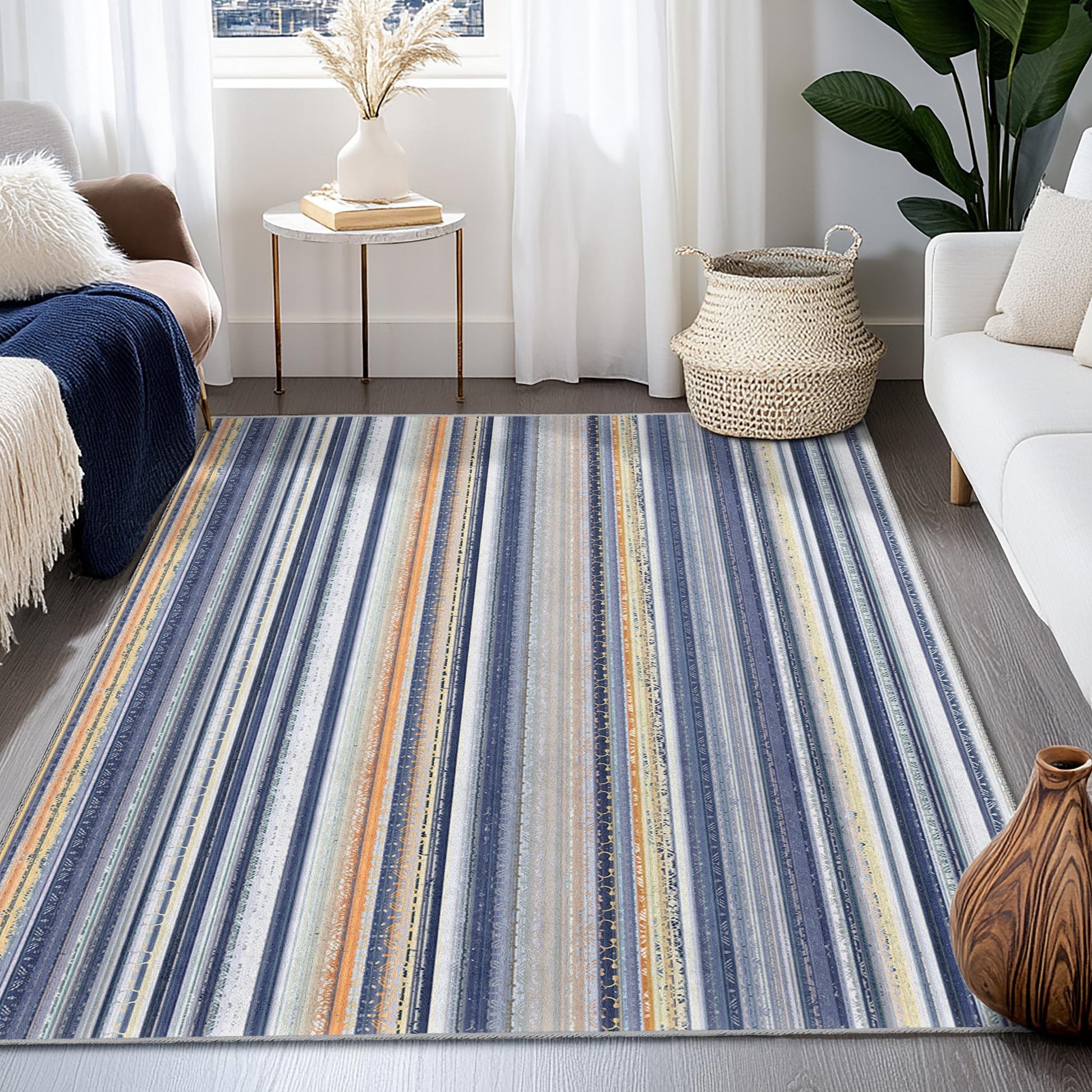 Elegant Striped Area Rug, Rectangular Living Room Carpet, Soft Decorative Rug, Stylish Home Decor, Modern Striped Design