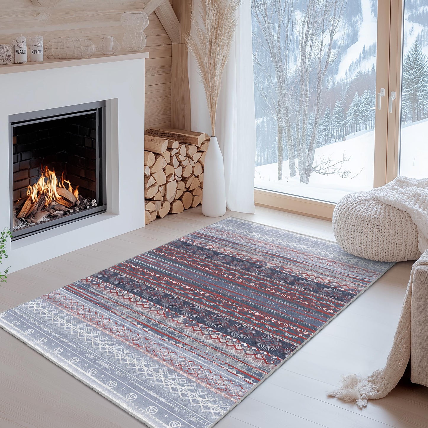 Stilvoller rechteckiger Teppich mit geometrischem Muster, moderner Wohnzimmerteppich, weicher Dekoteppich, Wohnaccessoire