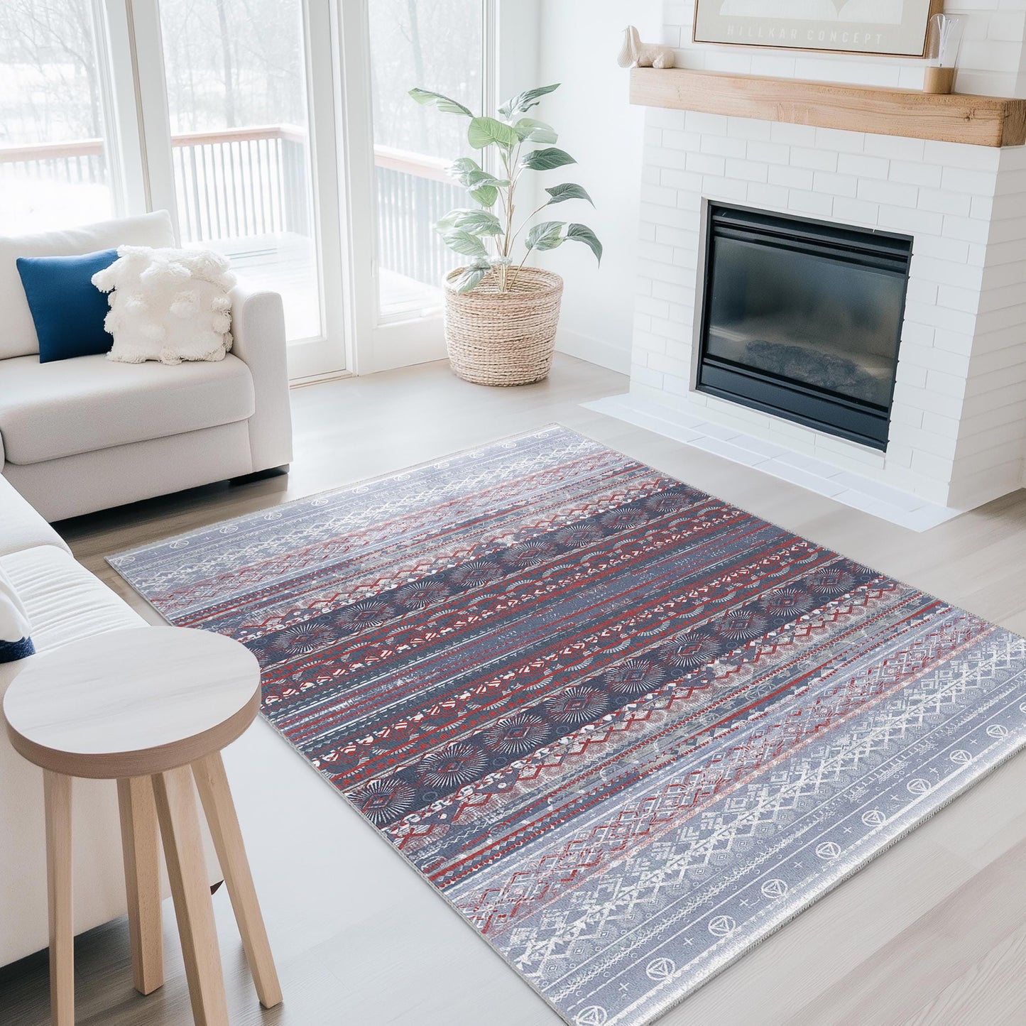 Stilvoller rechteckiger Teppich mit geometrischem Muster, moderner Wohnzimmerteppich, weicher Dekoteppich, Wohnaccessoire