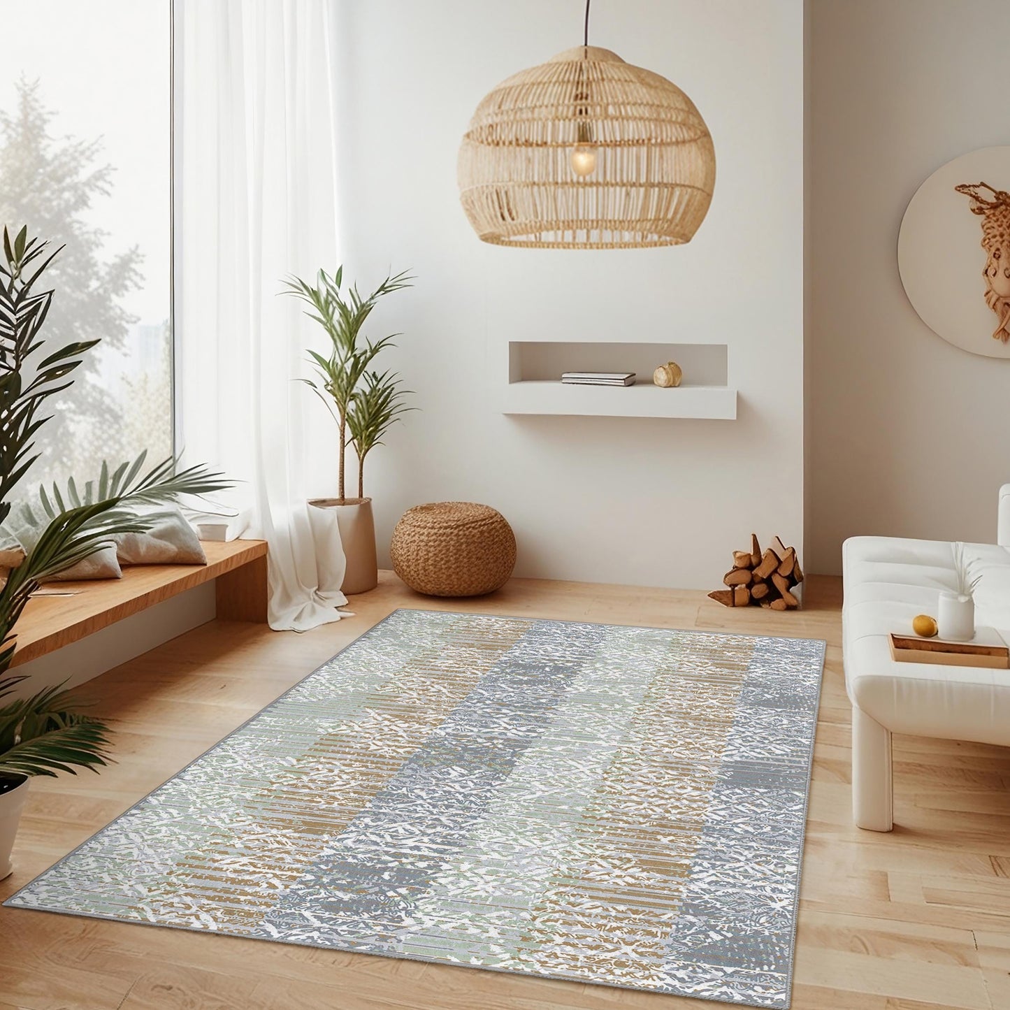Geometrischer Teppich: Moderner rechteckiger Teppich für das Wohnzimmer