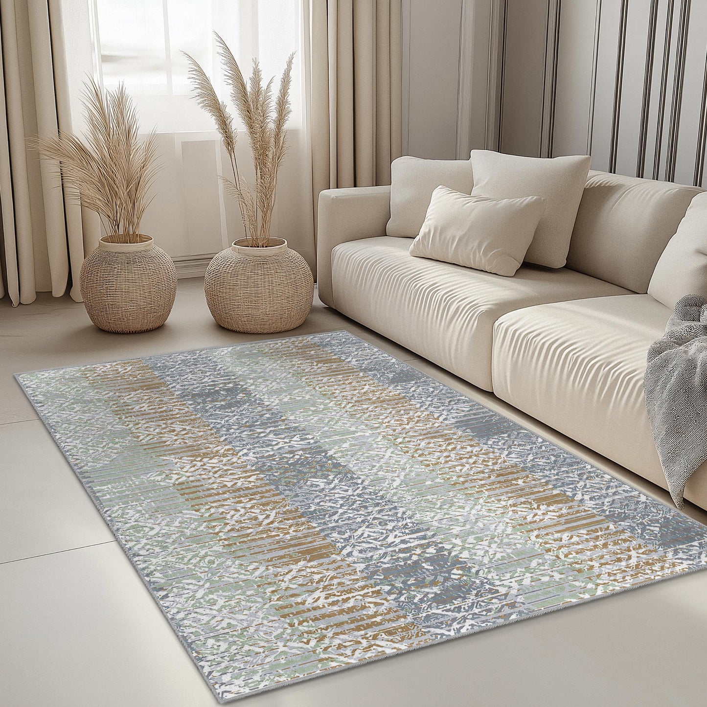 Geometrischer Teppich: Moderner rechteckiger Teppich für das Wohnzimmer