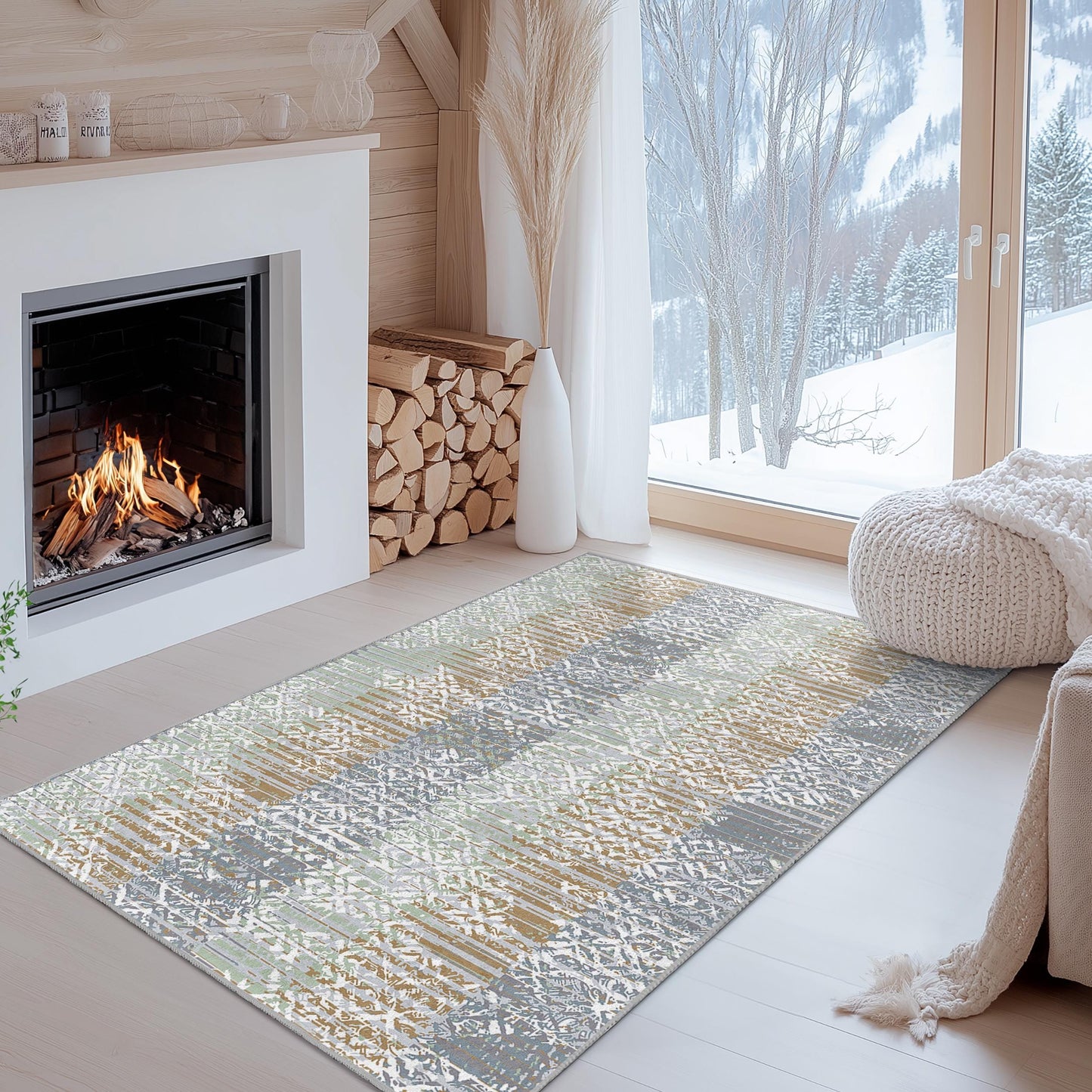 Geometrischer Teppich: Moderner rechteckiger Teppich für das Wohnzimmer