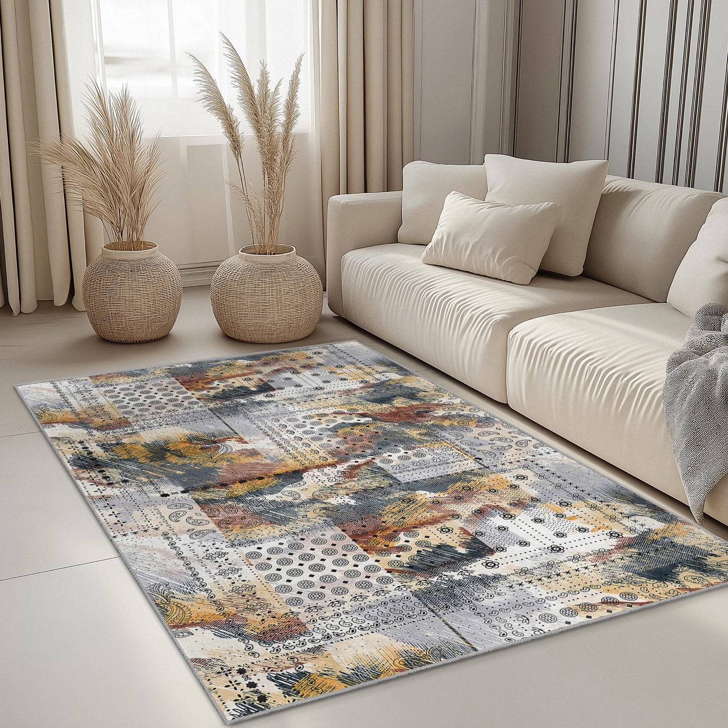 Teppich mit abstraktem geometrischem Muster, moderner rechteckiger Teppich, Wohnzimmerteppich, stilvolle Wohndekoration, weiche Bodenmatte, einzigartiges Design