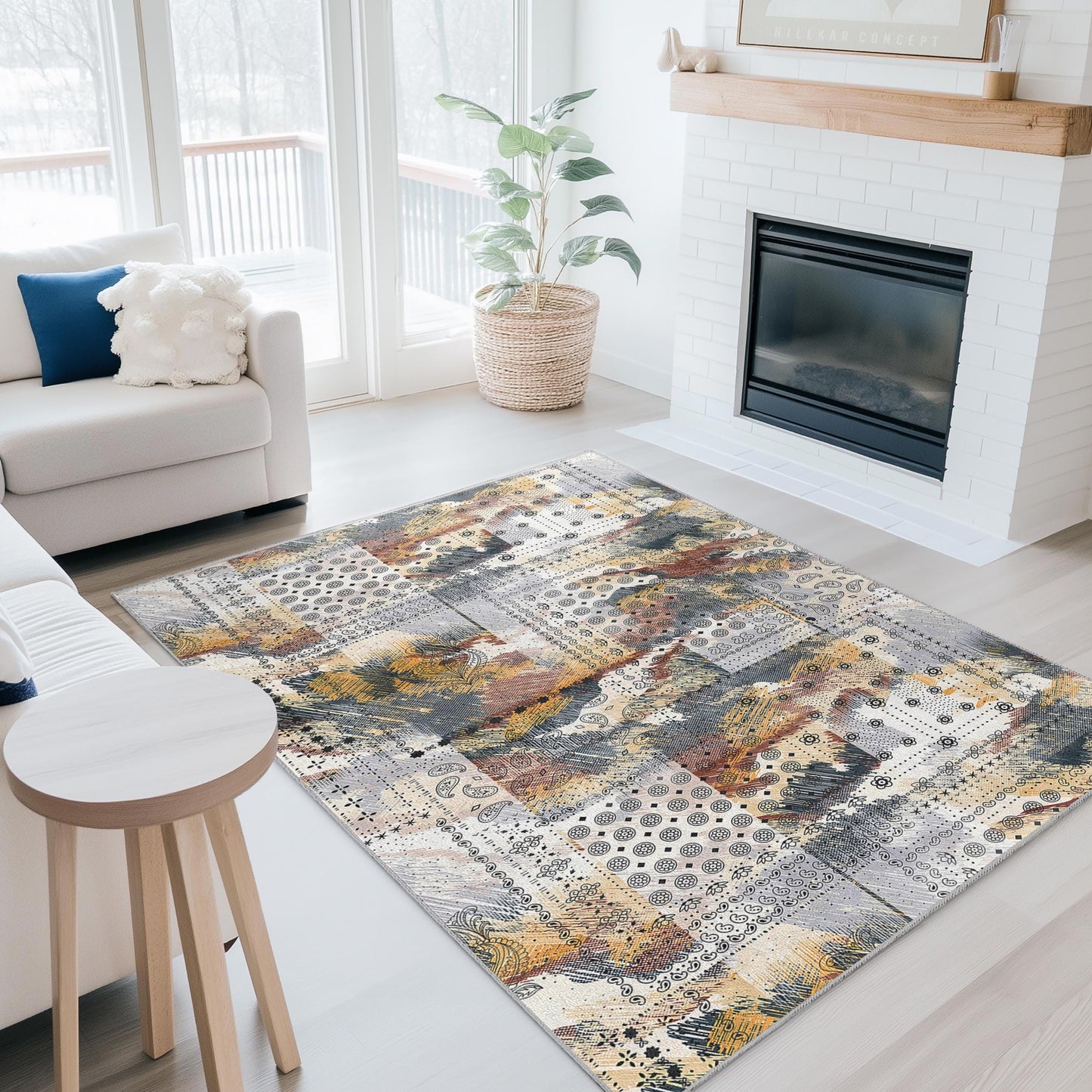 Teppich mit abstraktem geometrischem Muster, moderner rechteckiger Teppich, Wohnzimmerteppich, stilvolle Wohndekoration, weiche Bodenmatte, einzigartiges Design