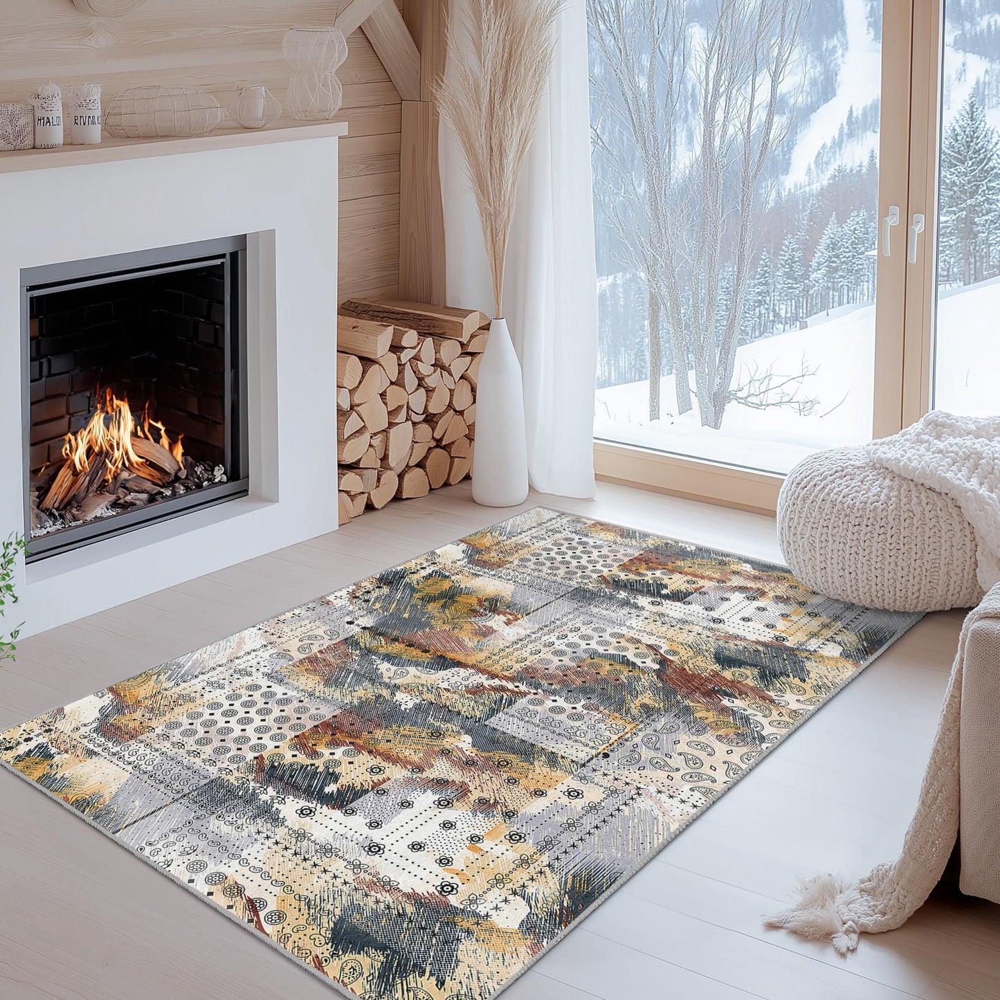 Teppich mit abstraktem geometrischem Muster, moderner rechteckiger Teppich, Wohnzimmerteppich, stilvolle Wohndekoration, weiche Bodenmatte, einzigartiges Design