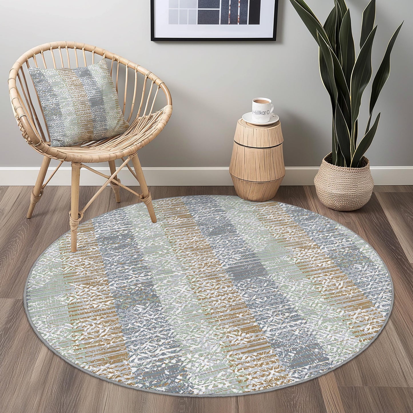 Geometrischer runder Teppich, stilvoller runder Teppich für das Wohnzimmer, moderne Wohndekoration, weiche Plüsch-Fußmatte