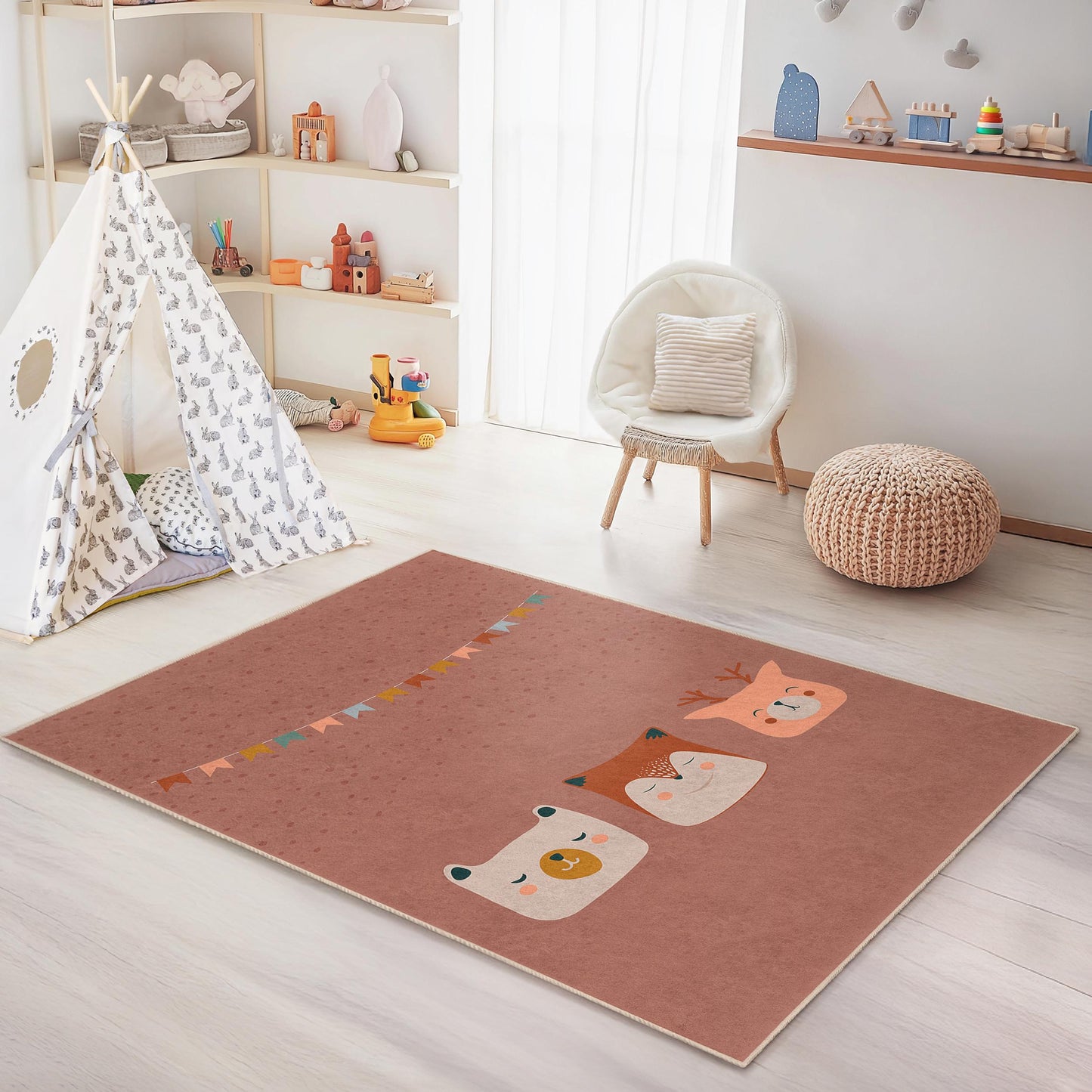Bunte Tiergesichter-Kinderteppiche, niedliche Tiermotive, rechteckige Kinderzimmerteppiche, Kinderzimmerdeko, Spielzimmerteppiche, weiche Babyteppiche