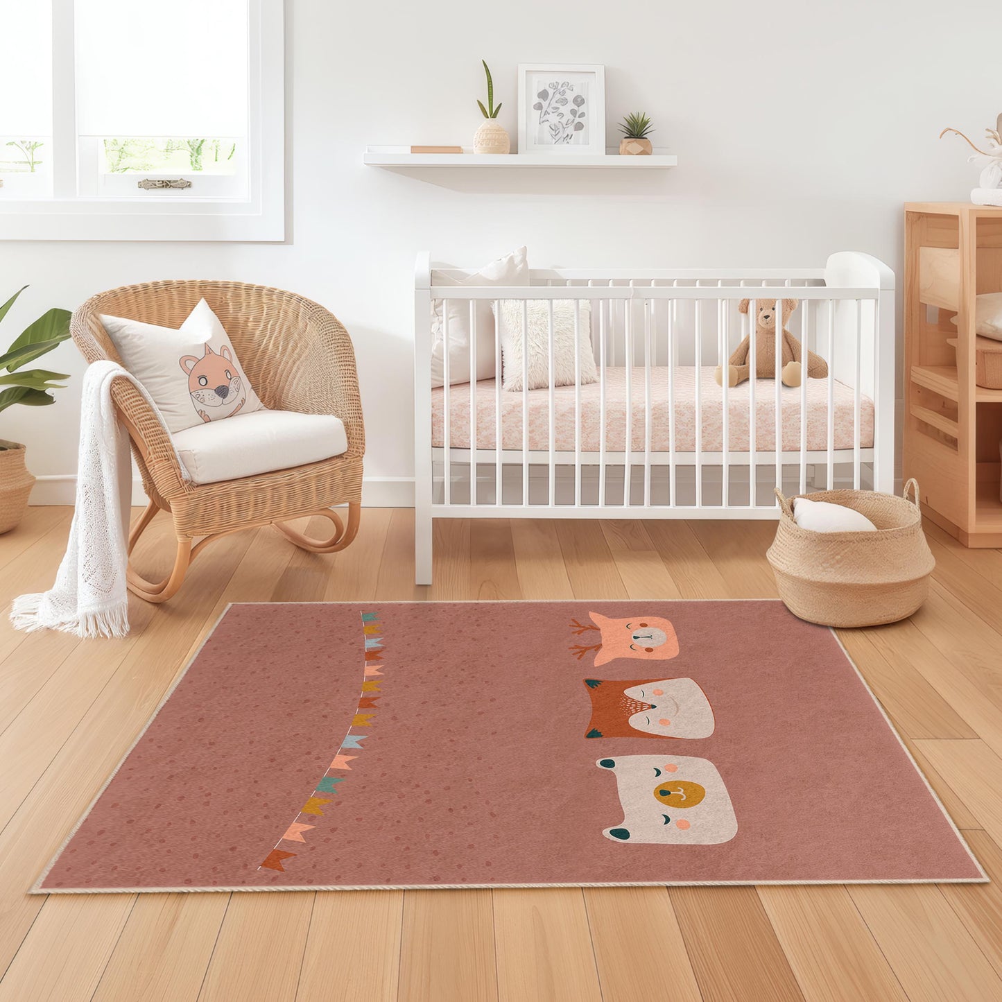 Bunte Tiergesichter-Kinderteppiche, niedliche Tiermotive, rechteckige Kinderzimmerteppiche, Kinderzimmerdeko, Spielzimmerteppiche, weiche Babyteppiche