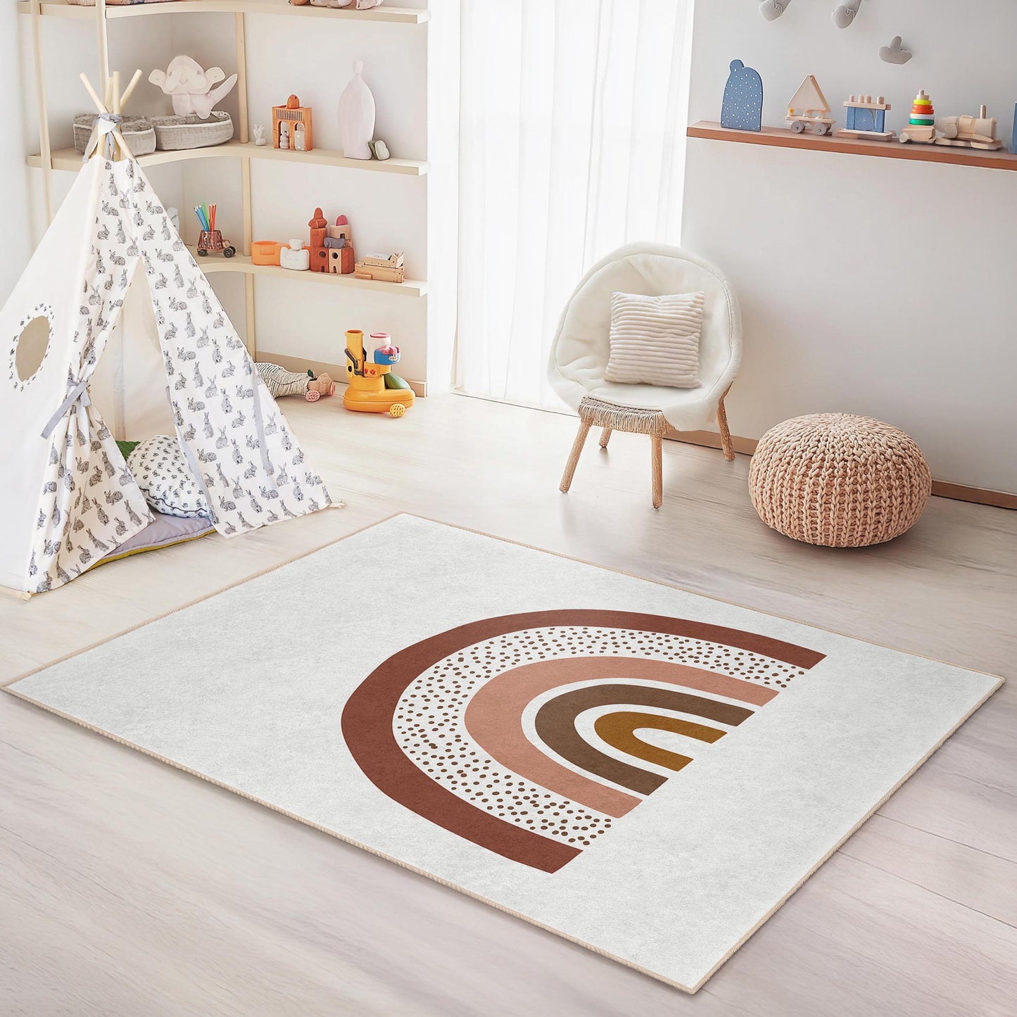 Regenbogenmuster-Kinderzimmerteppich, rechteckiger Spielteppich, weicher Kinderzimmerteppich, bunter Kleinkinderteppich, Spielzimmerdekoration, Kinderteppich