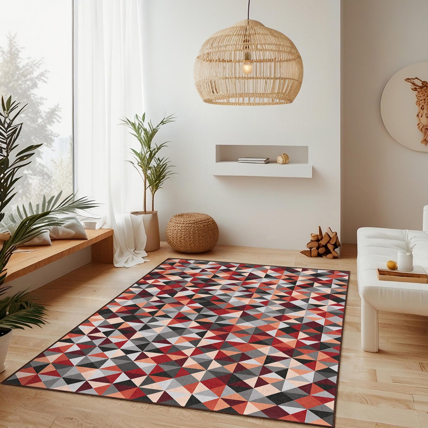 Rechteckiger Teppich mit geometrischem Muster, stilvoller, moderner Bodenbelag, abstrakter Designteppich für Wohnzimmer, Schlafzimmer und mehr.