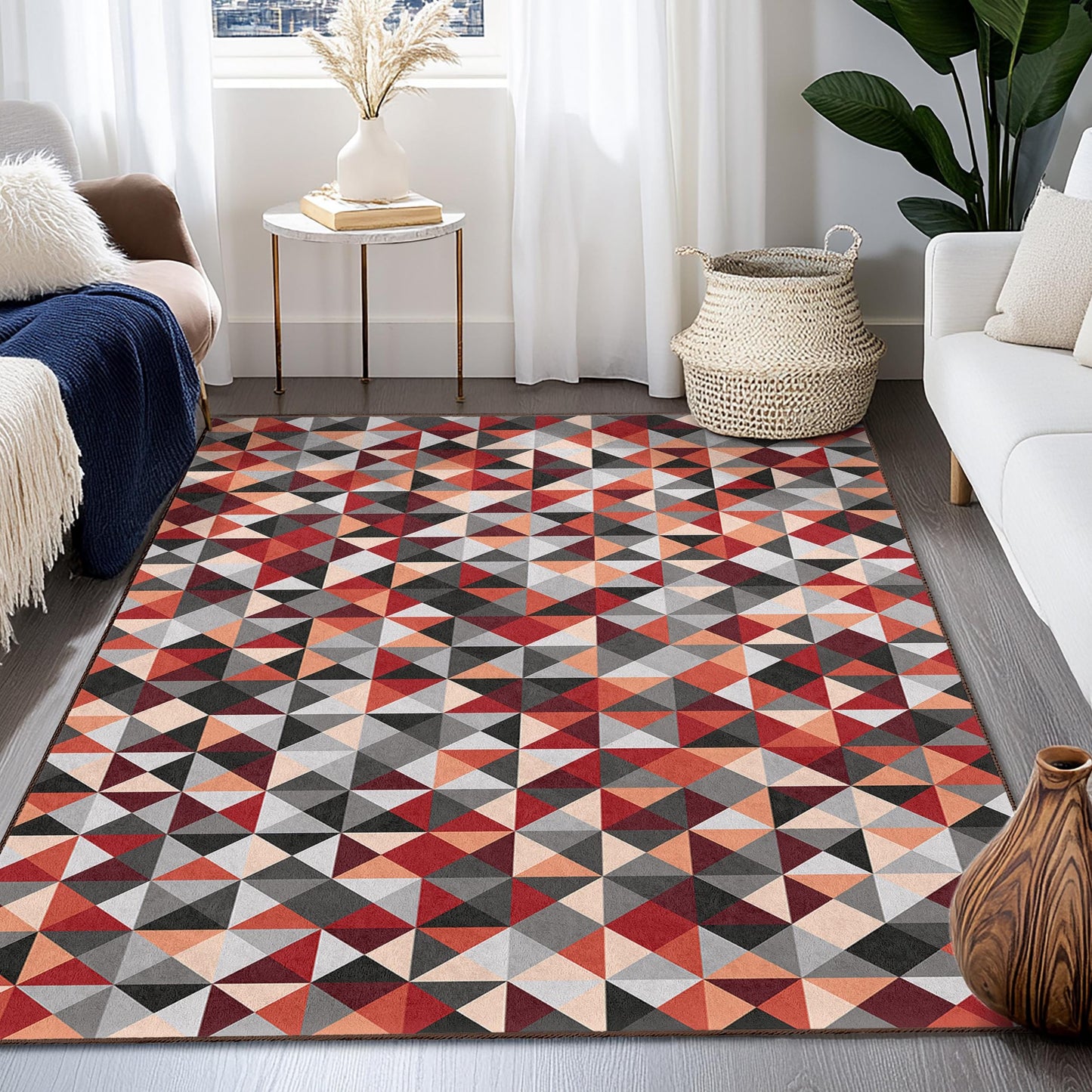 Rechteckiger Teppich mit geometrischem Muster, stilvoller, moderner Bodenbelag, abstrakter Designteppich für Wohnzimmer, Schlafzimmer und mehr.