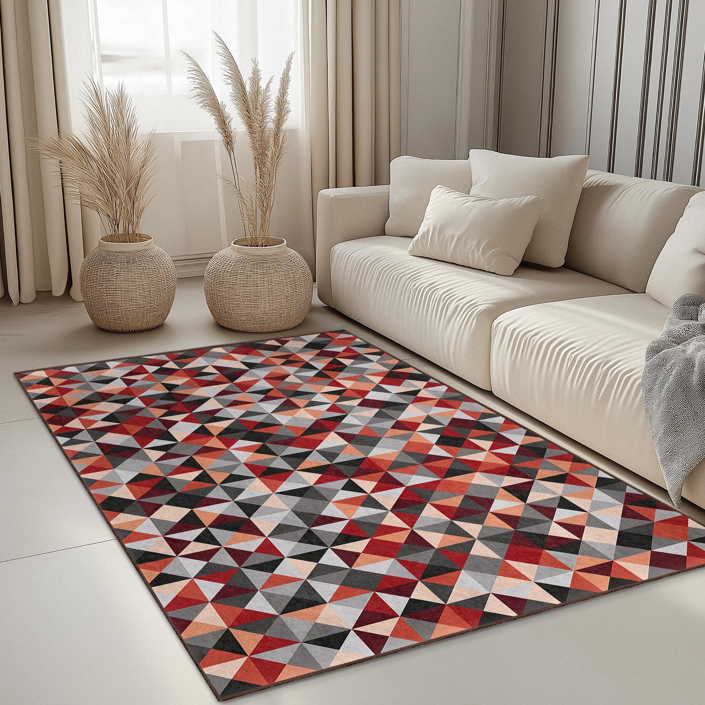 Rechteckiger Teppich mit geometrischem Muster, stilvoller, moderner Bodenbelag, abstrakter Designteppich für Wohnzimmer, Schlafzimmer und mehr.