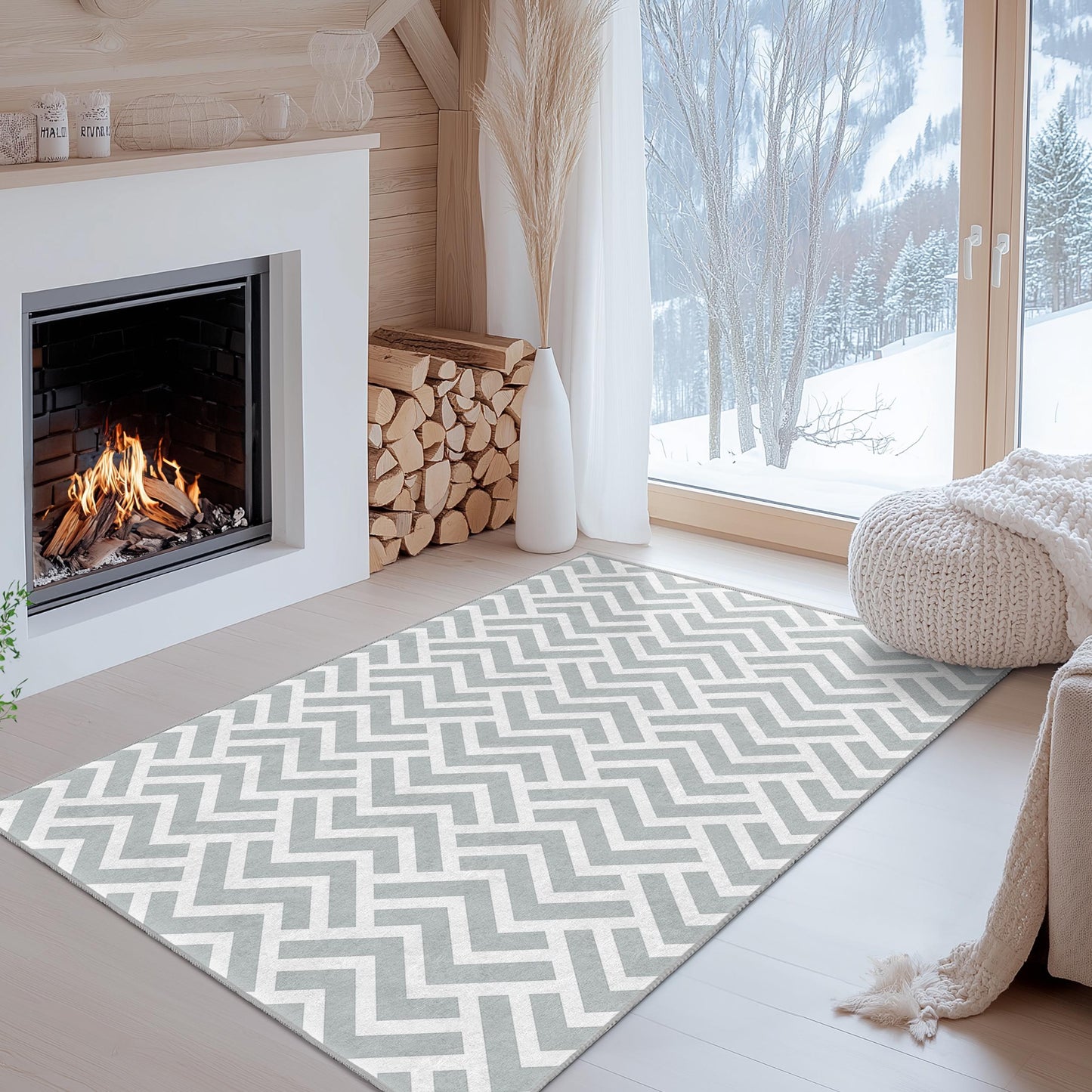 Rechteckiger Teppich mit Chevron-Muster, moderne Wohnzimmerdekoration, stilvoller grauer Teppich, Teppich für den Wohnbereich, Teppich im zeitgenössischen Design
