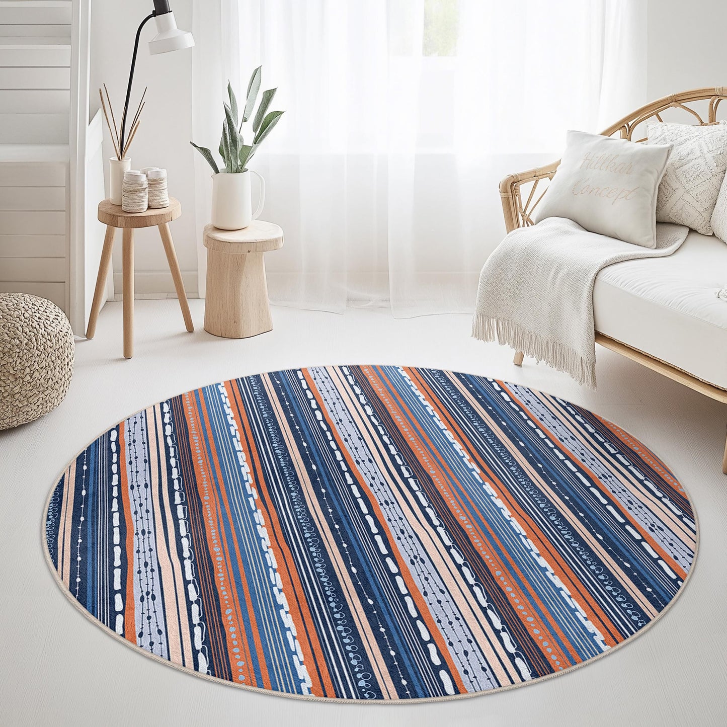 Marineblau gestreifter Teppich, moderner geometrischer rechteckiger Teppich, weicher Indoor-Teppich für das Wohnzimmer, stilvolle Wohndekoration, vielseitig einsetzbarer Teppich