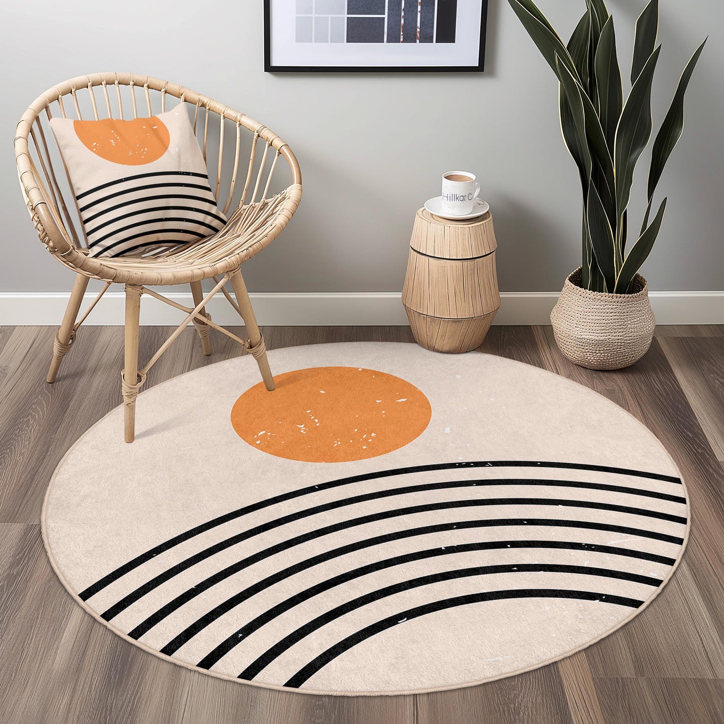Sunrise Rainbow Circle Rug, Boho Round Area Rug, Modern Home Decor, Living Room Mat, Soft Round Carpet, Cozy Bedroom Accessory