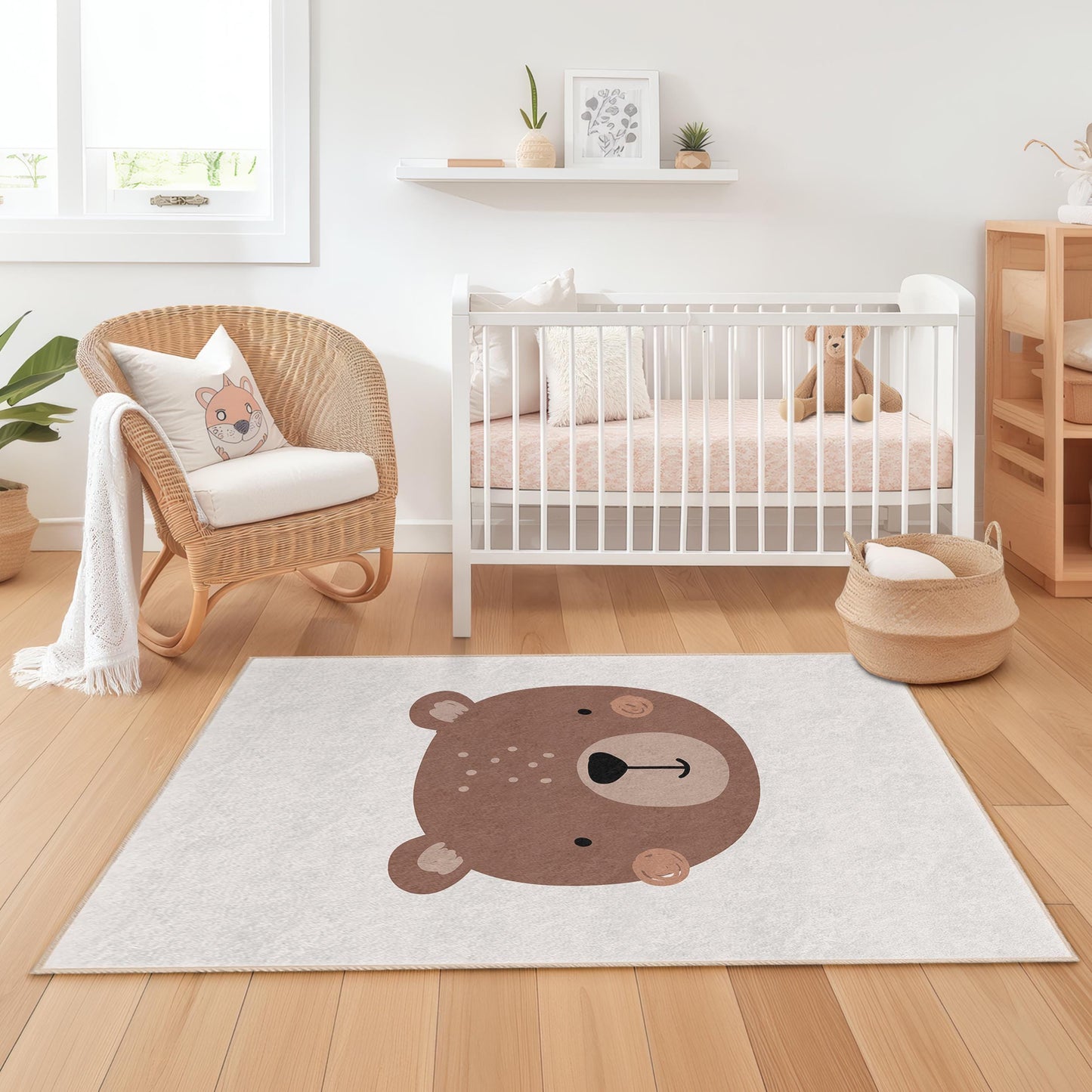 Niedlicher Bärenteppich fürs Kinderzimmer, bezaubernder Bärenteppich fürs Kinderzimmer, Kinderzimmerdeko, weiche Spielmatte, rechteckiger Kinderteppich