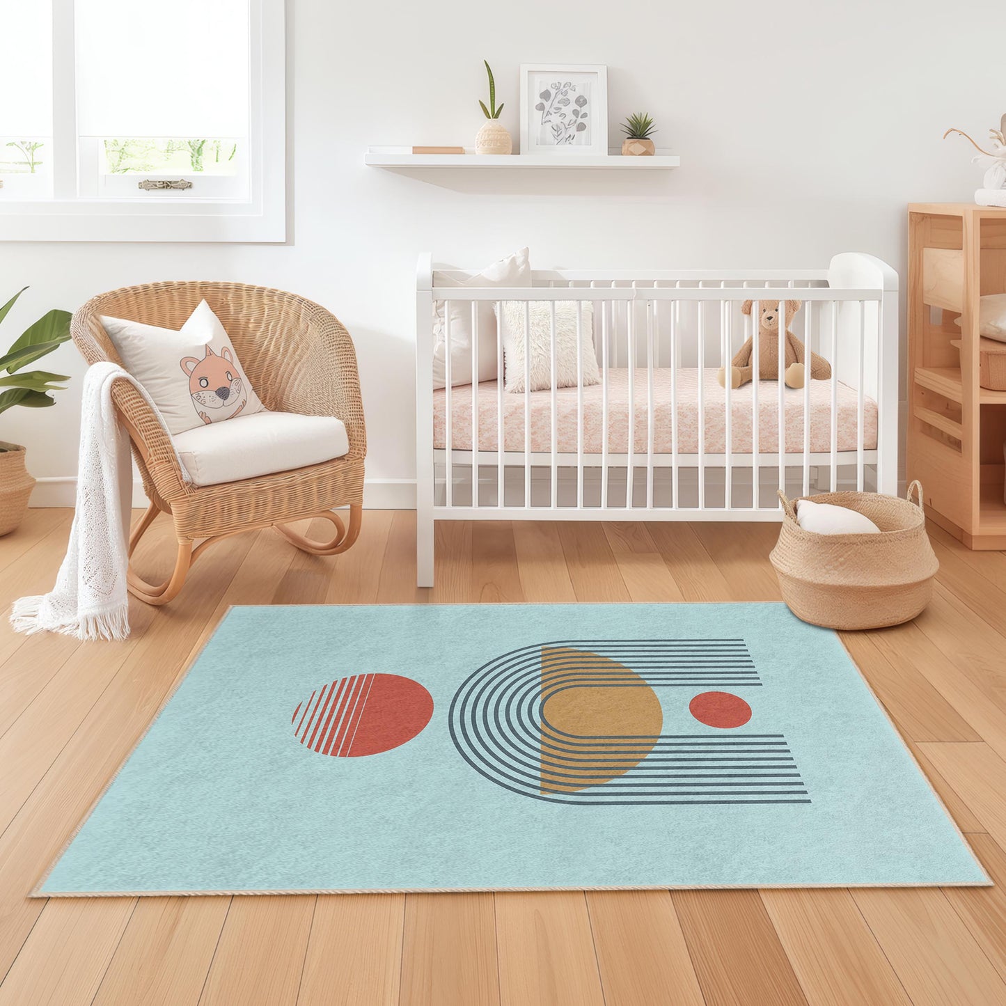 Rechteckiger Spielteppich mit geometrischem Muster für Kinder, moderner Kinderzimmerteppich, weiche Spielmatte, Kinderzimmerdekoration