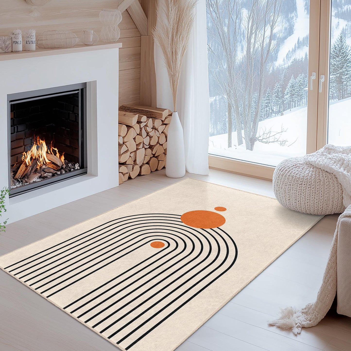 Rechteckiger Teppich mit geometrischem Regenbogenmuster, moderner minimalistischer Teppich, stilvolle Wohndekoration, Wohnzimmerteppich, einzigartige Fußmatte