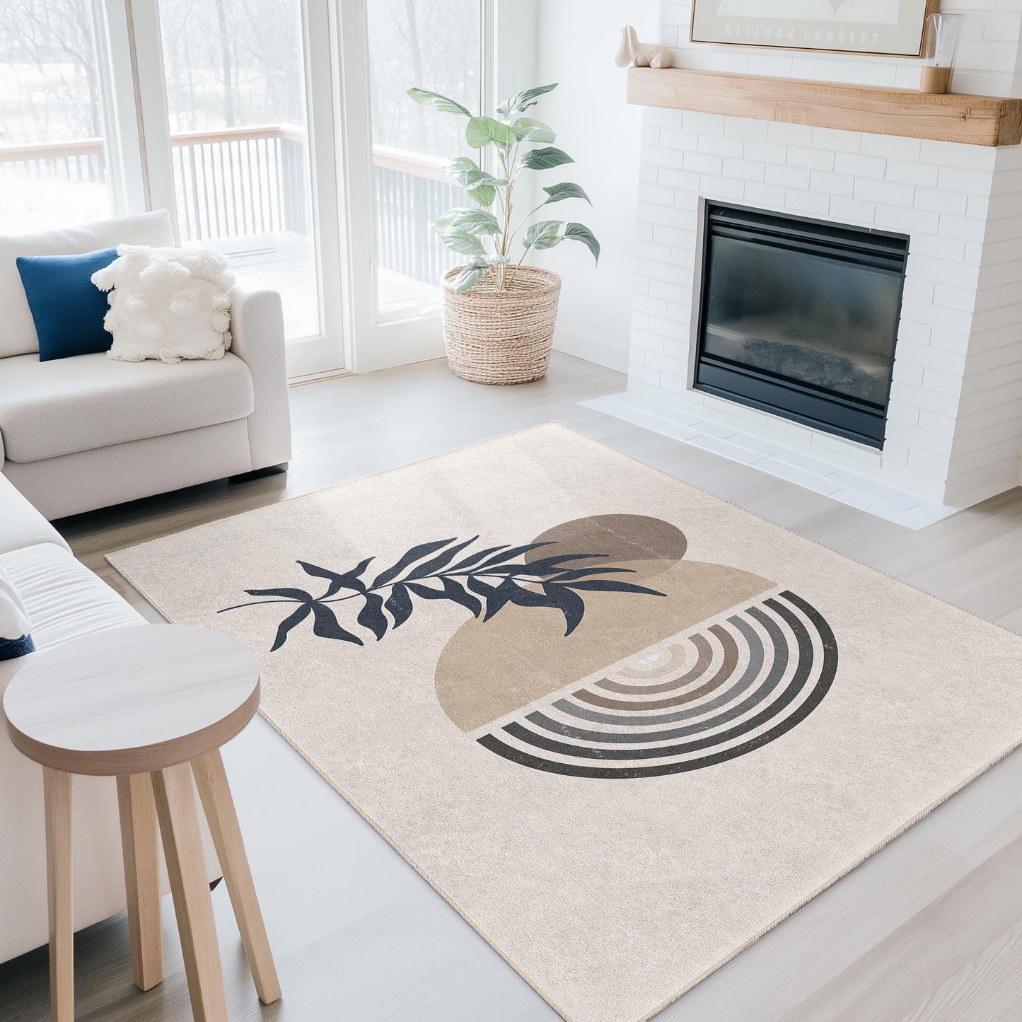 Rechteckiger Teppich mit geometrischem Blattmuster, moderner abstrakter Teppich, Wohnzimmerdekoration, Teppich im Bohème-Stil, künstlerische Fußmatte
