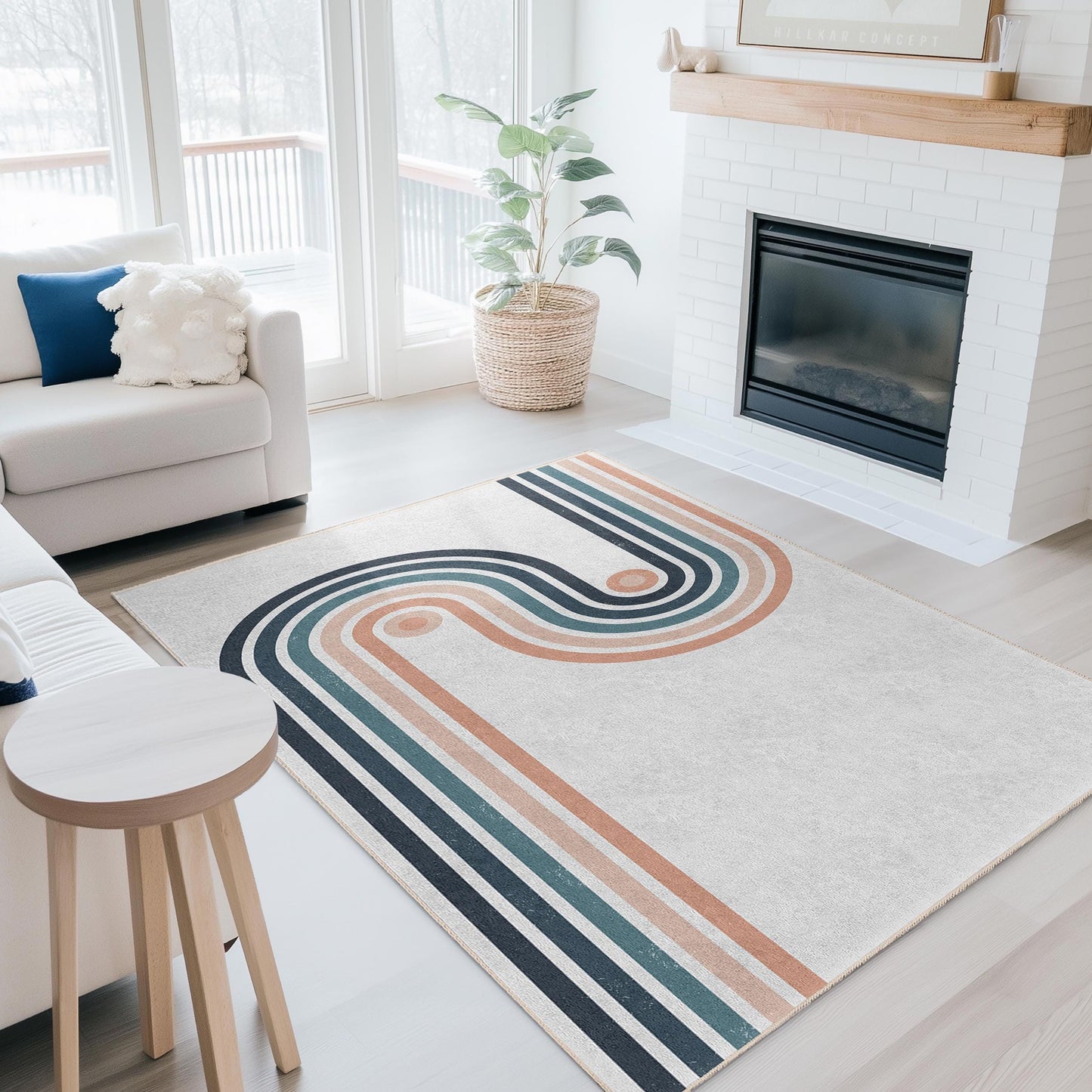 Moderner geometrischer rechteckiger Teppich, stilvolles Linienmuster, Wohnzimmerdeko, weicher Heimteppich, zeitgenössisches Design